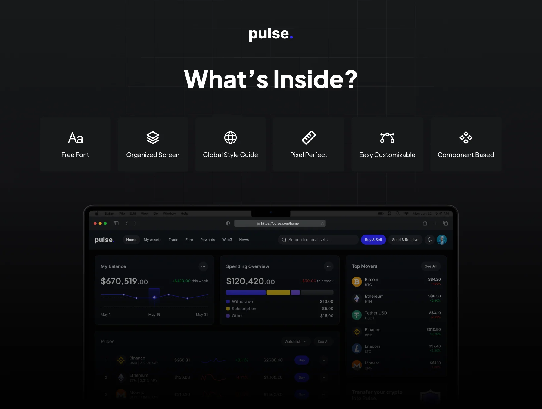 Pulse - Crypto Selling Dashboard App UI KIT 2