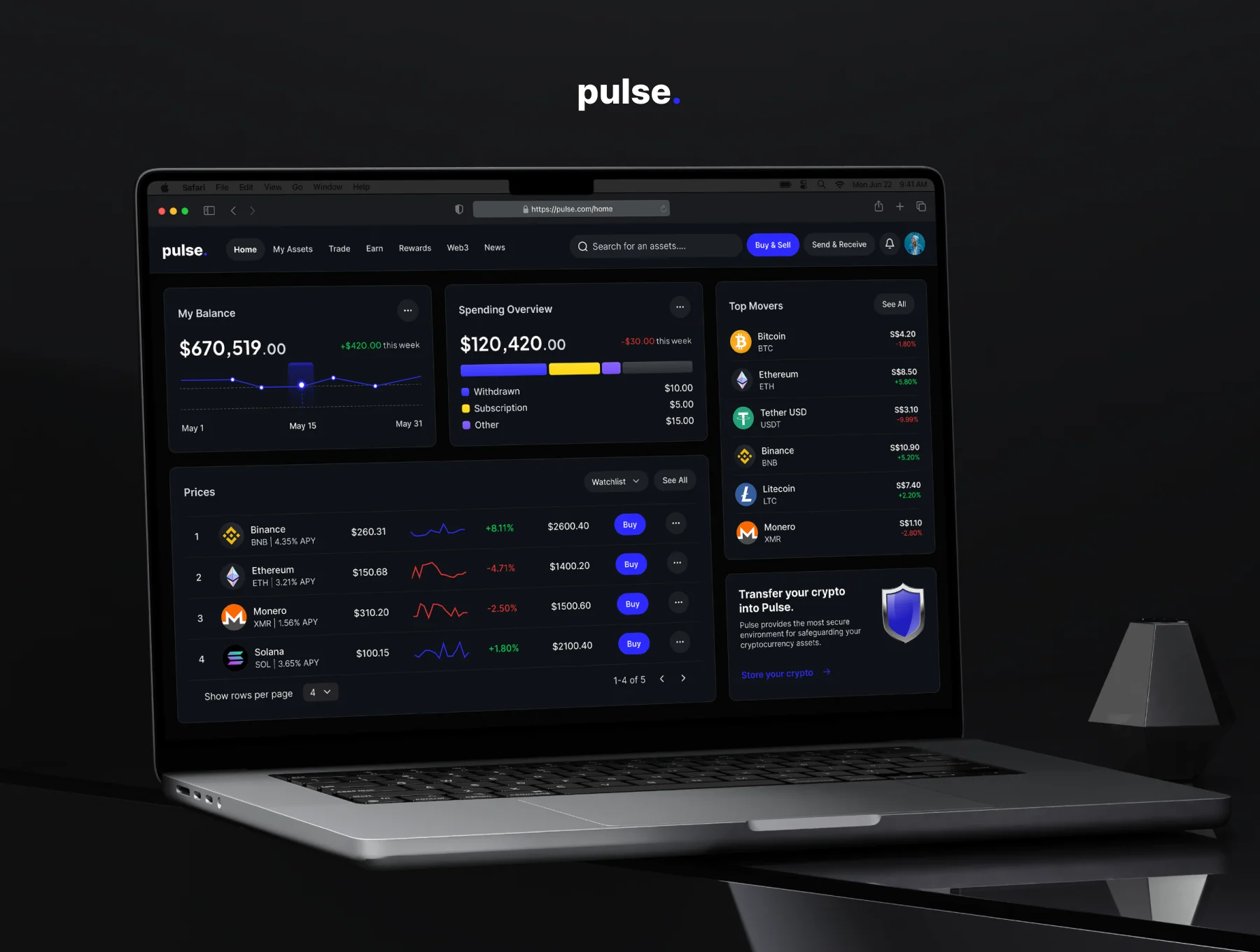 Pulse - Crypto Selling Dashboard App UI KIT 5