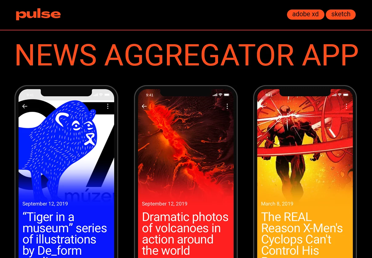 Pulse UI Kit. News Aggregator App