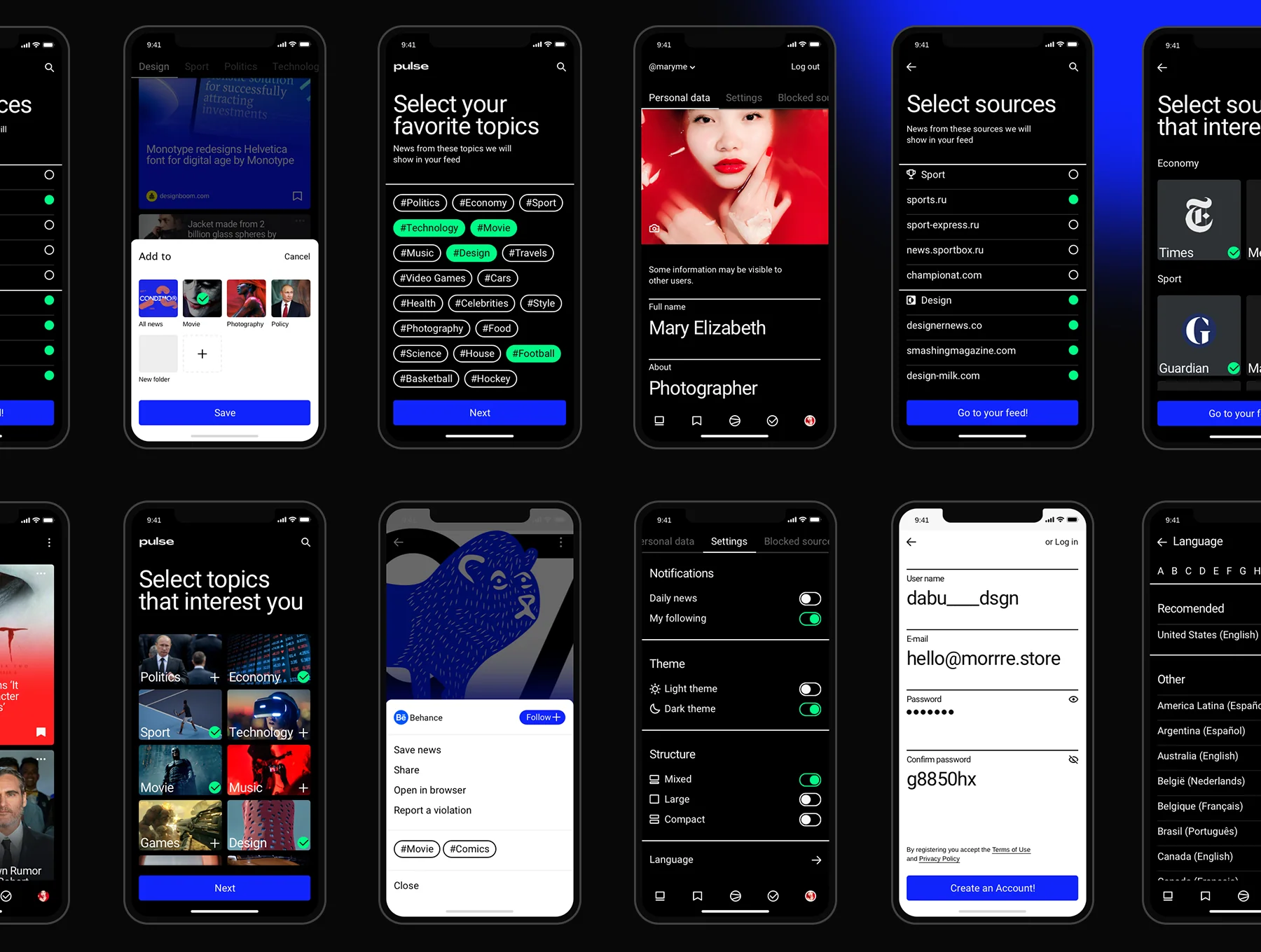 Pulse UI Kit. News Aggregator App 8
