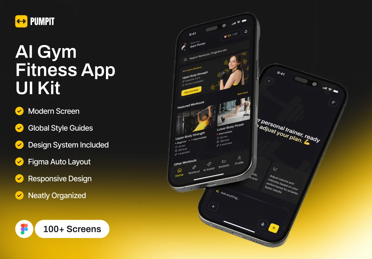 Pumpit - AI Gym Fitness App UI Kit