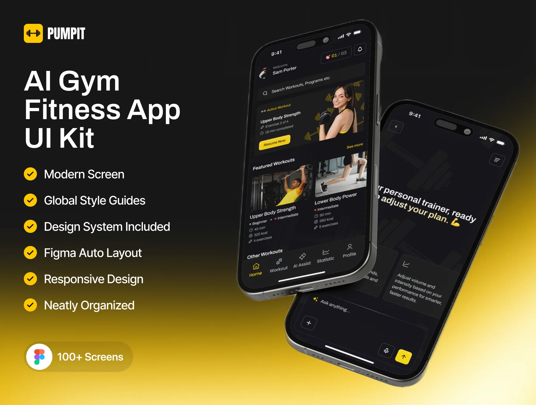 Pumpit - AI Gym Fitness App UI Kit