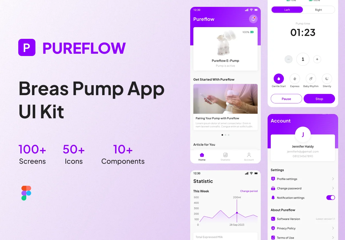 Pureflow - Breast Pump App UI Kit