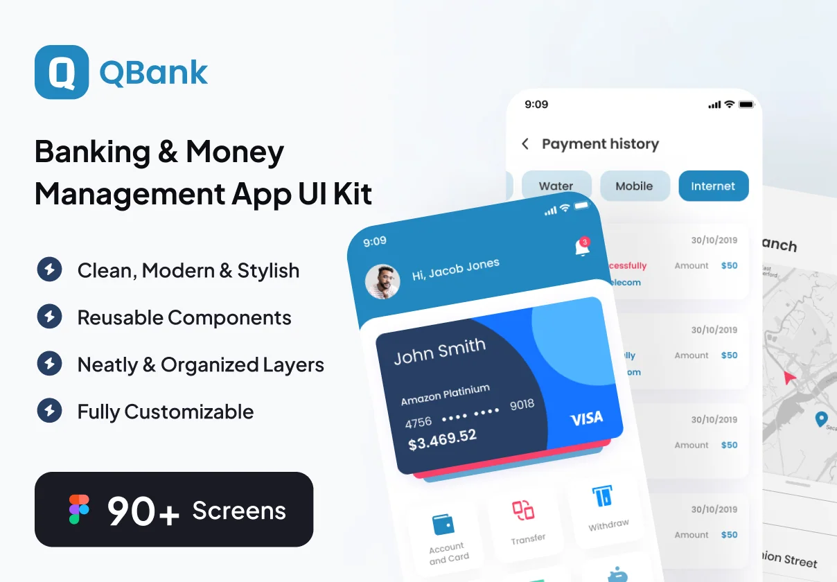 QBank - Banking & Money Management App UI Kit