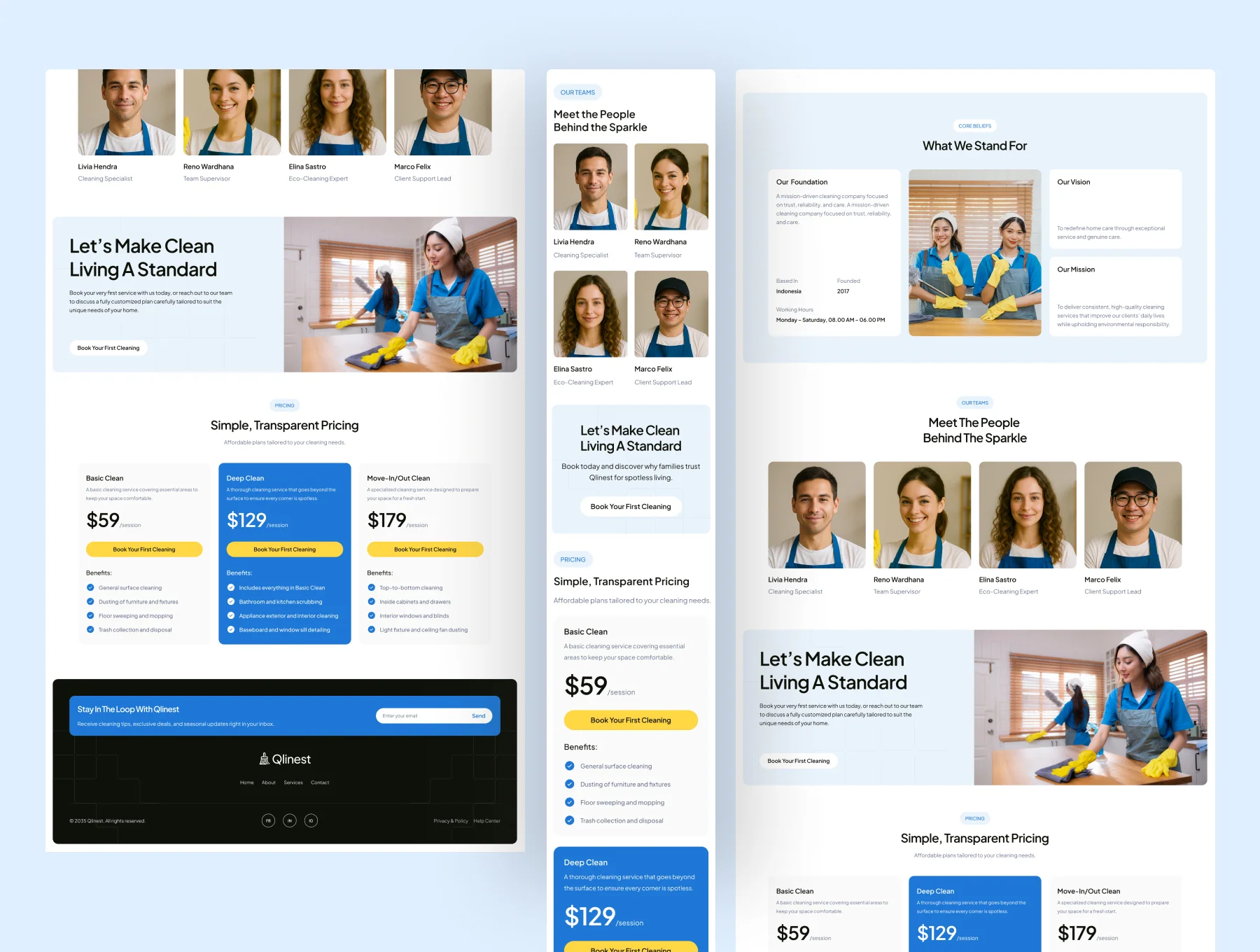 Qlinest - Home Cleaning Service Website UI Figma Template 3