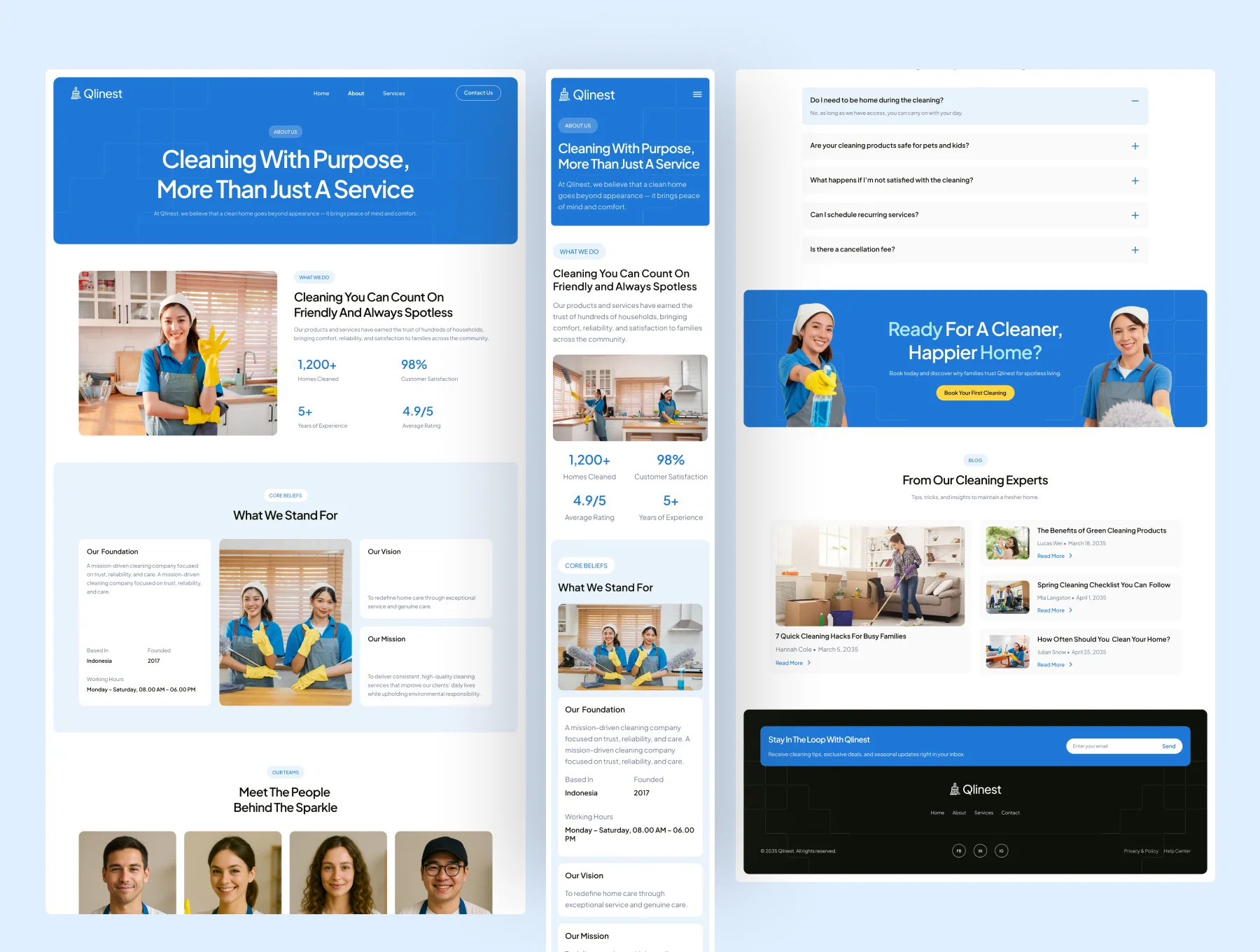 Qlinest - Home Cleaning Service Website UI Figma Template 4