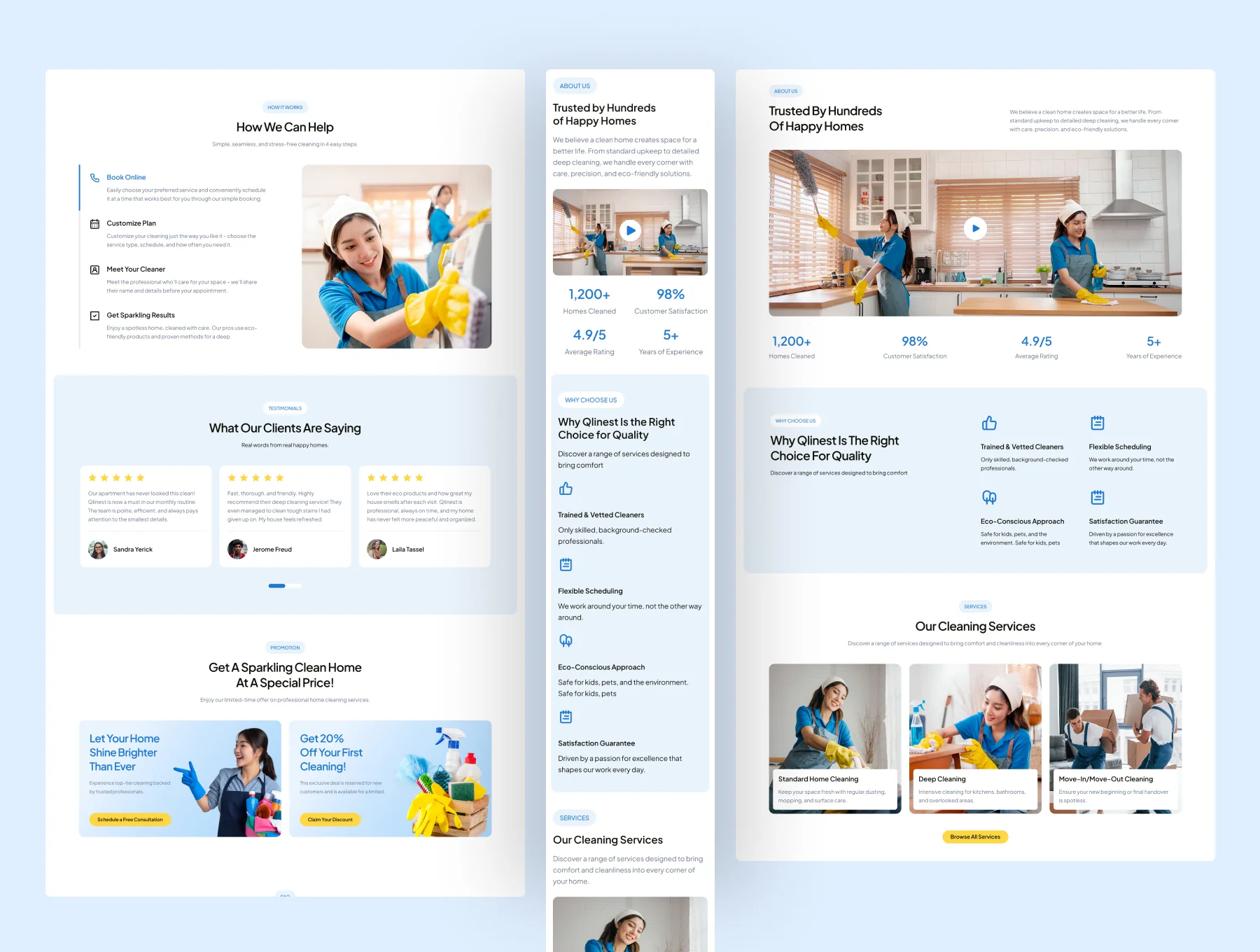 Qlinest - Home Cleaning Service Website UI Figma Template 5