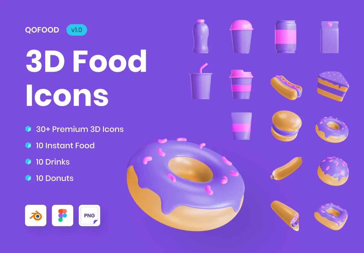 QOFOOD: 3D Food and Drink Icons