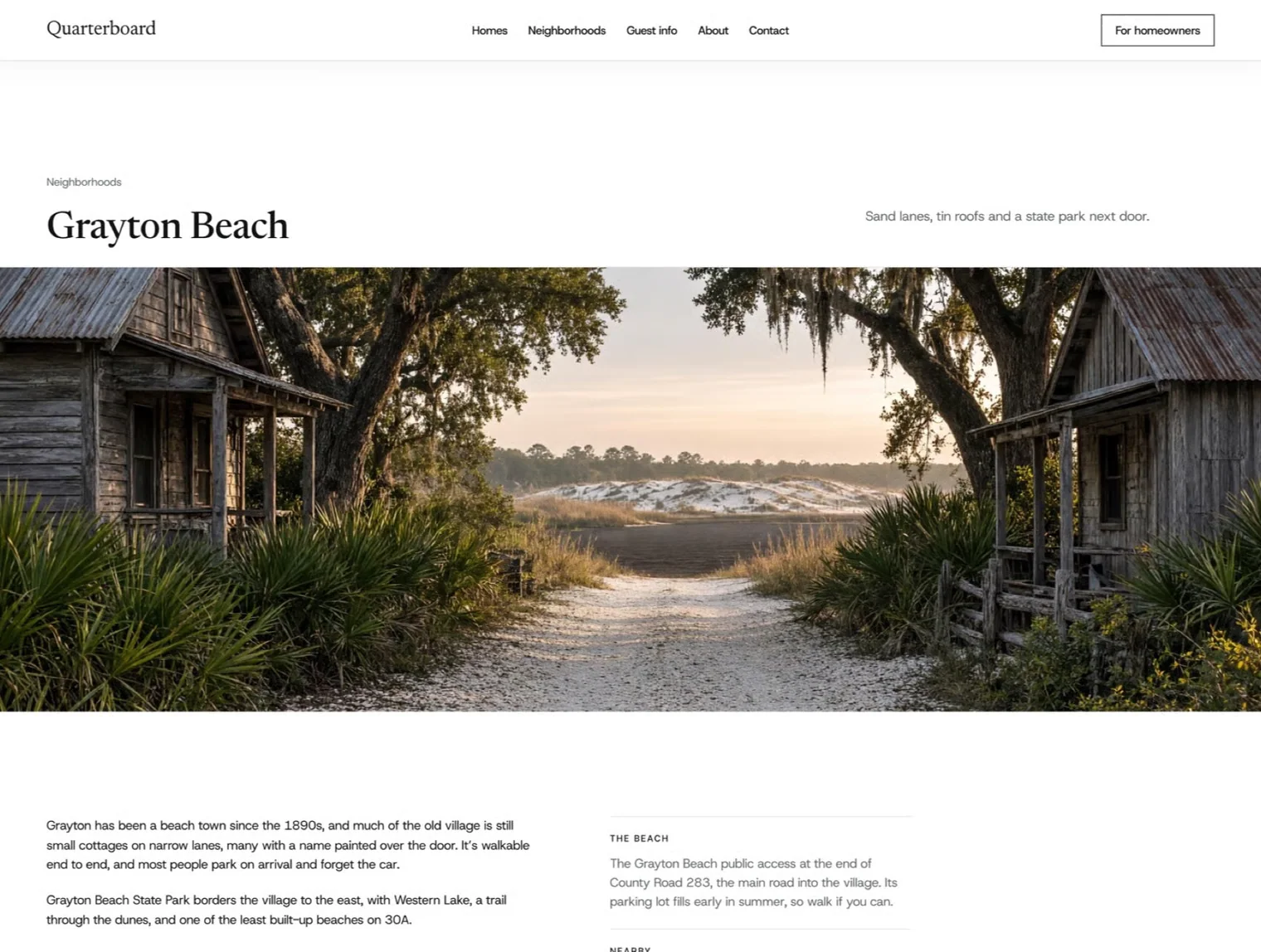 Quarterboard · Vacation Rental Framer Template 5