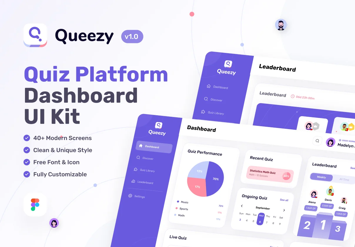 Queezy Dashboard - Quiz Dashboard UI Kit