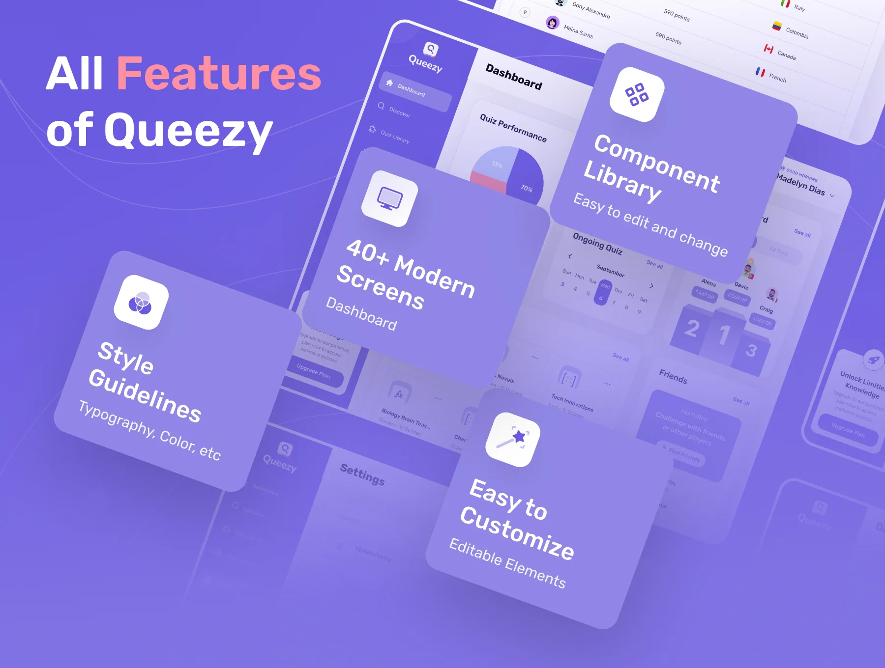 Queezy Dashboard - Quiz Dashboard UI Kit 3