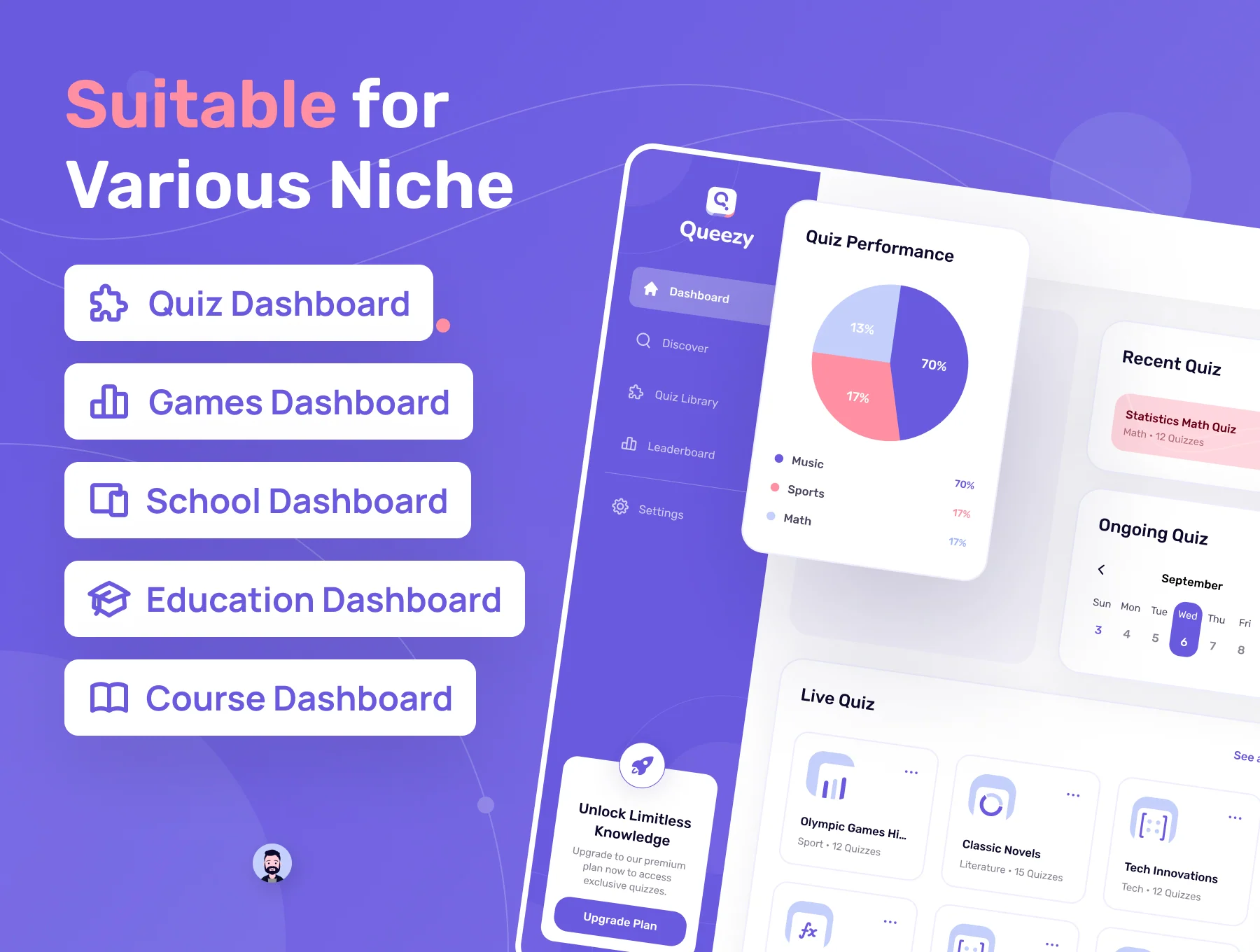 Queezy Dashboard - Quiz Dashboard UI Kit 4