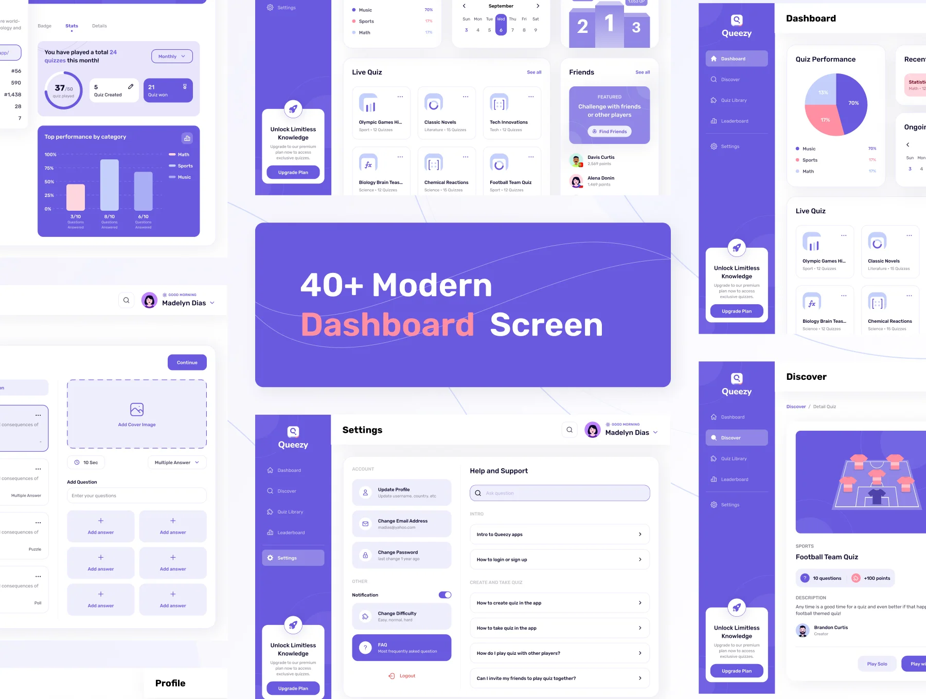 Queezy Dashboard - Quiz Dashboard UI Kit 7