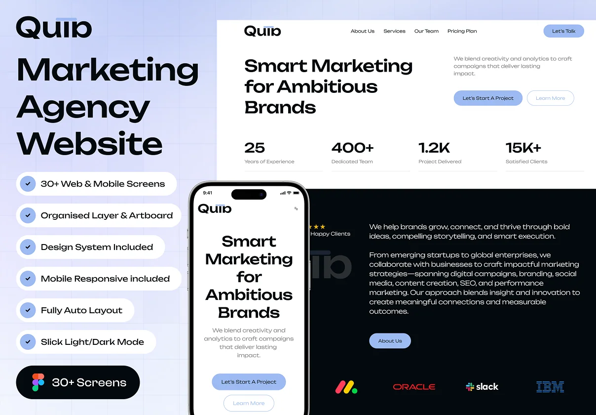 Quib - Marketing Agency Website UI Kit