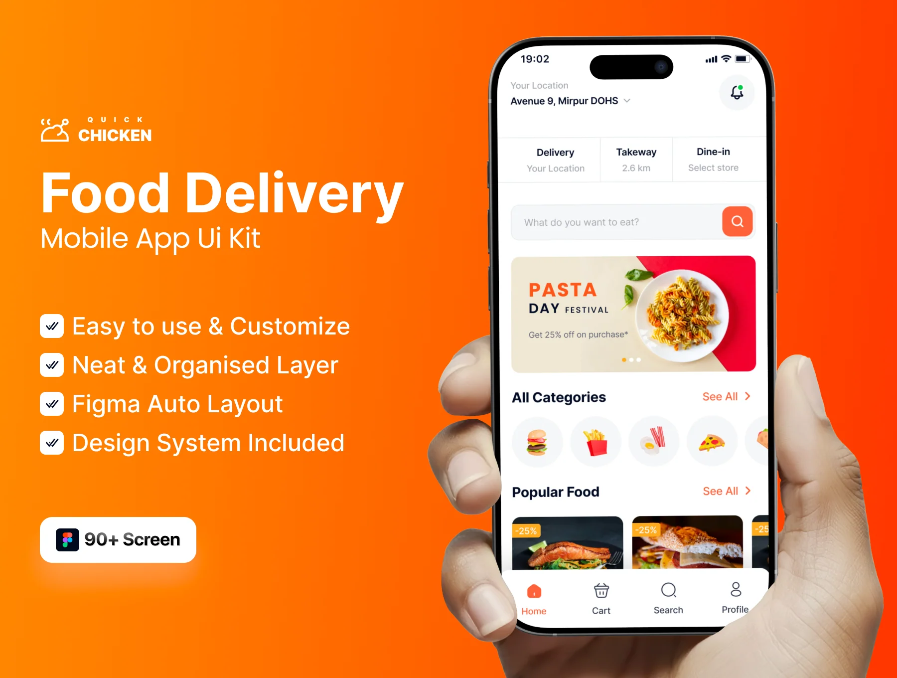 Quick Chicken Food Delivery UI Kit – Restaurant & Ordering App Design
