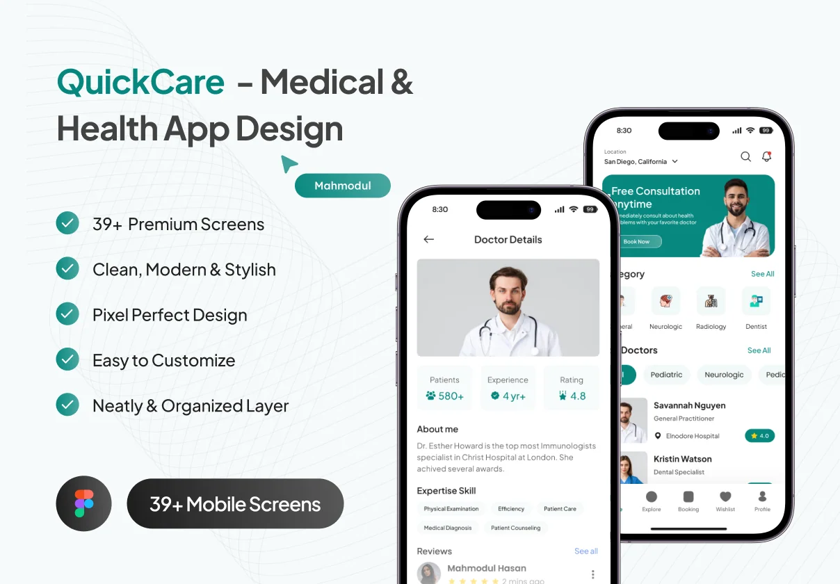 QuickCare  - Medical & Health App Design