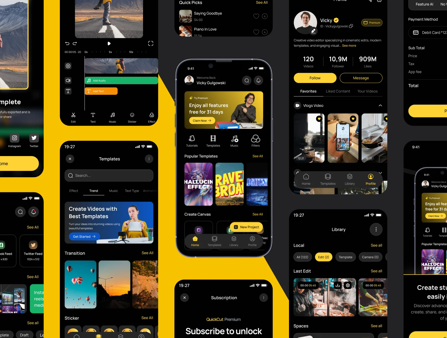 QuickCut - Video Editor App Ui Kits 5
