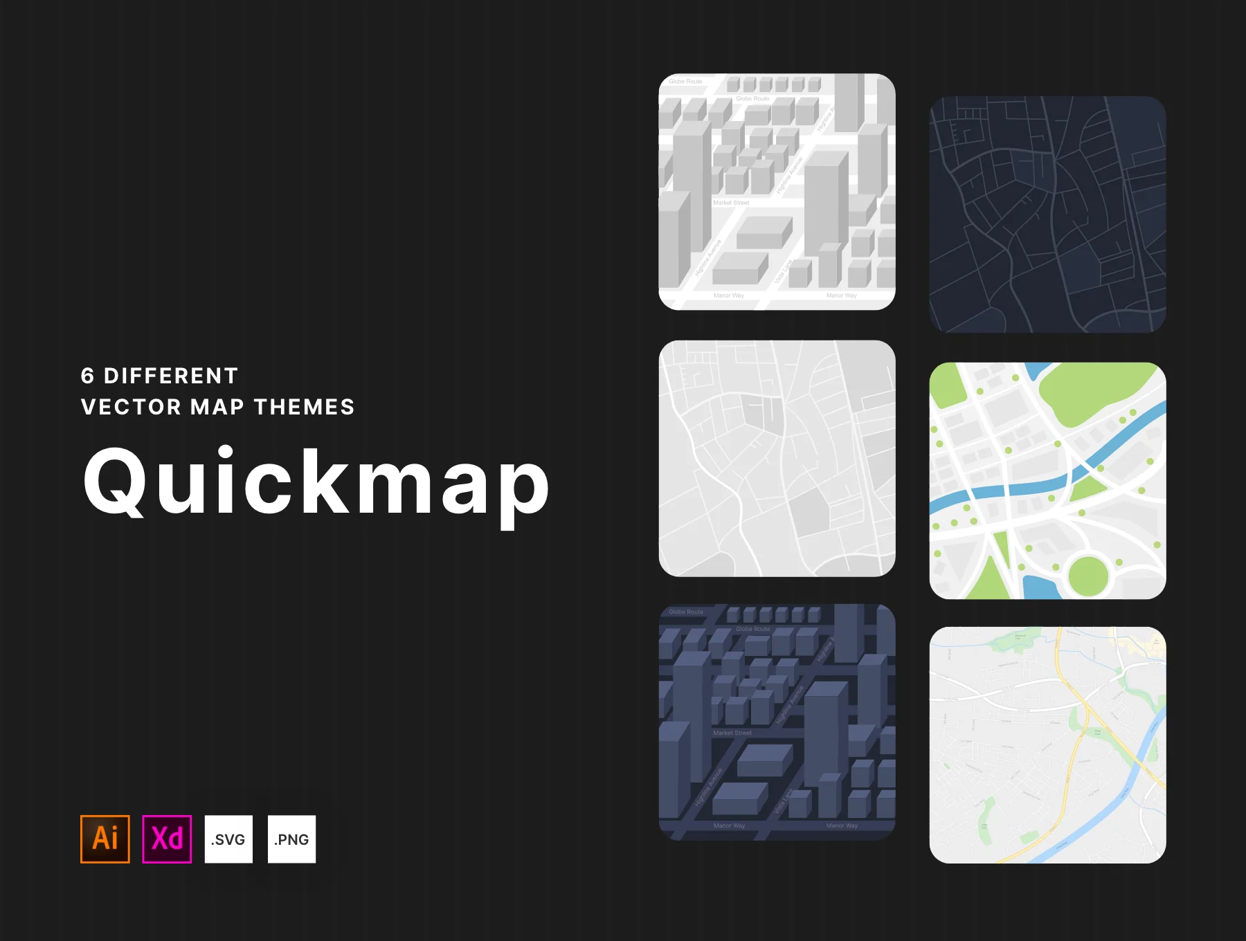 Quickmap | 6 City Vector Map Styles