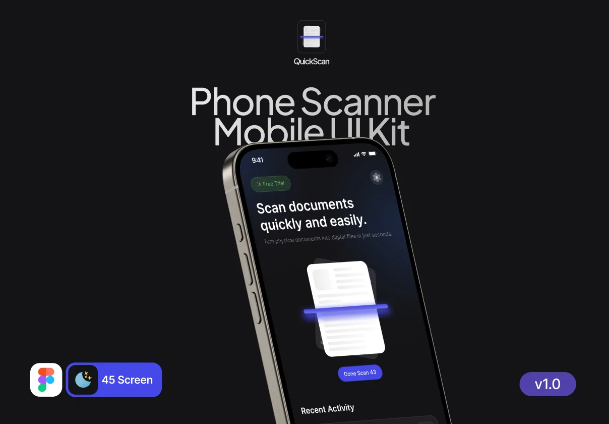 QuickScan - Phone Scanner Mobile App UI Kit