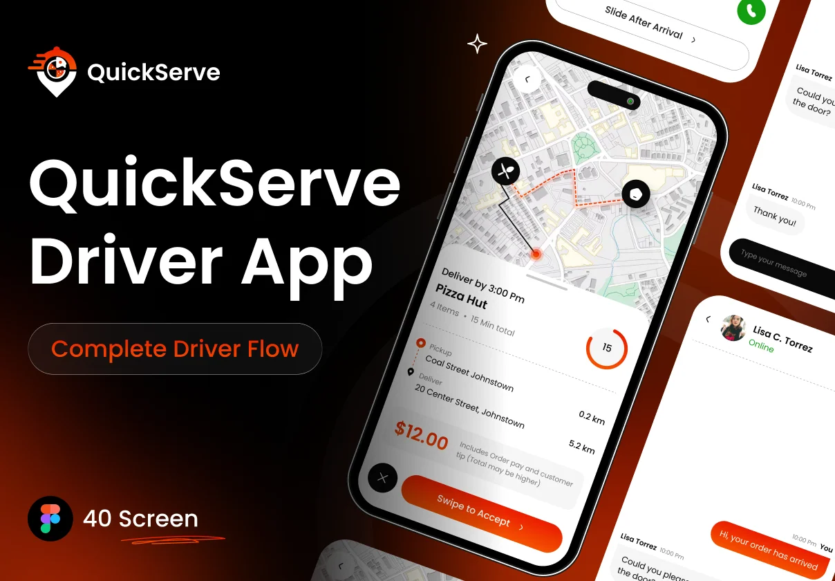 QuickServe Food Delivery Driver UI Kit