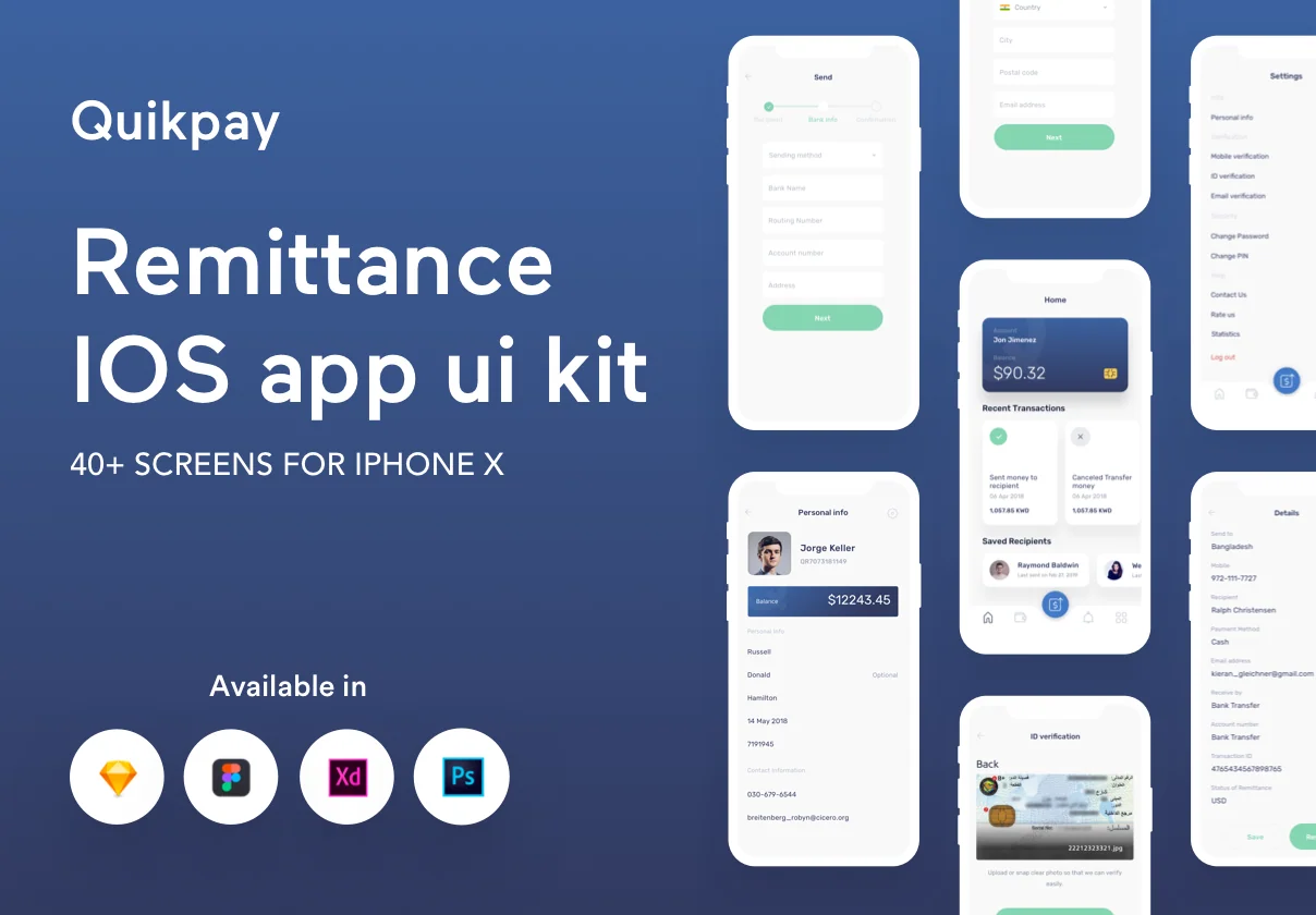 Quikpay Remittance IOS app ui kit
