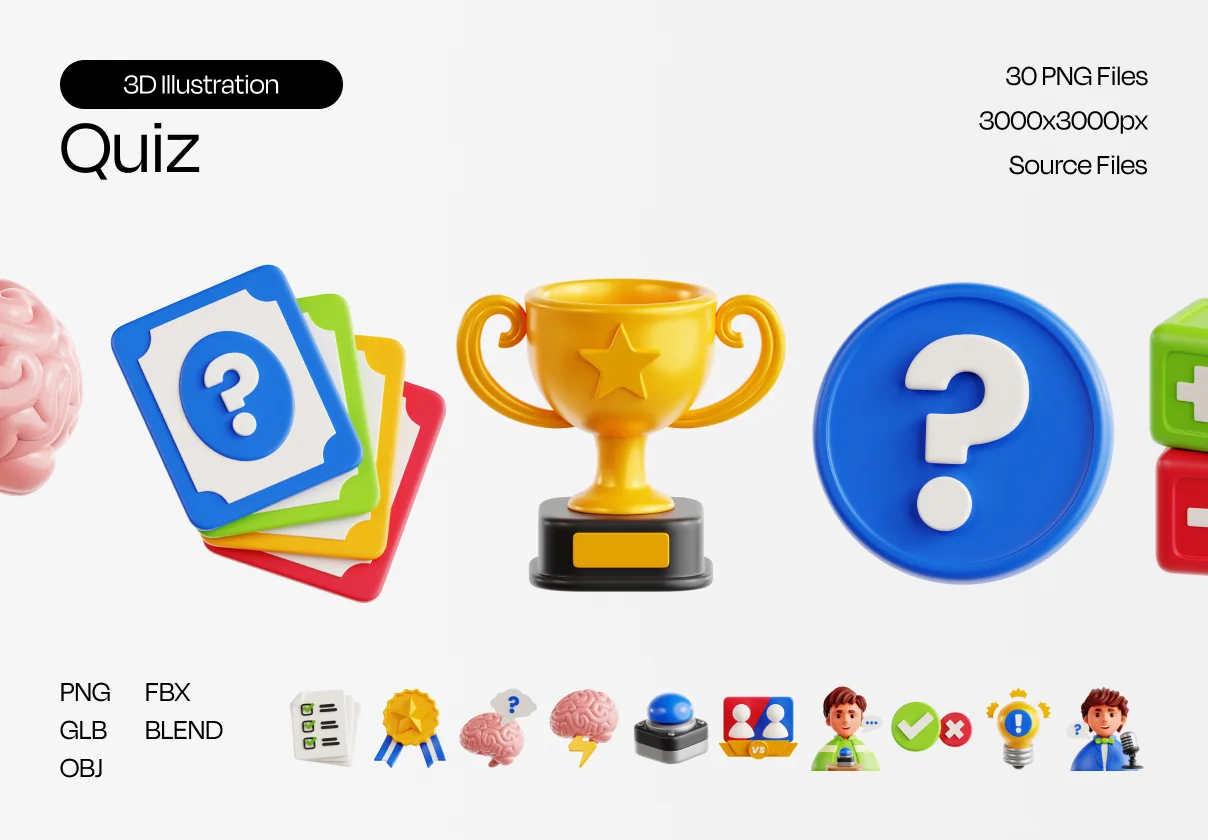 Quiz 3D Illustration