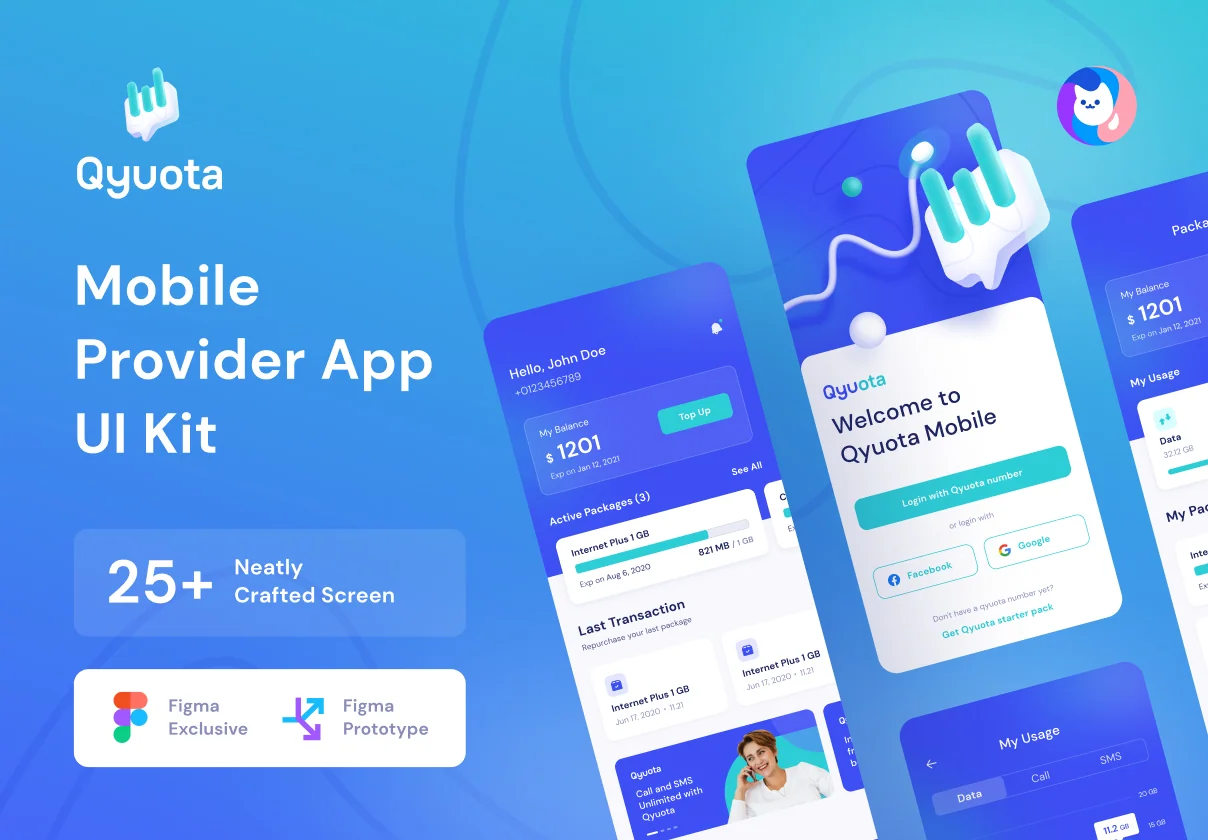 Qyuota Mobile Provider App UI Kit