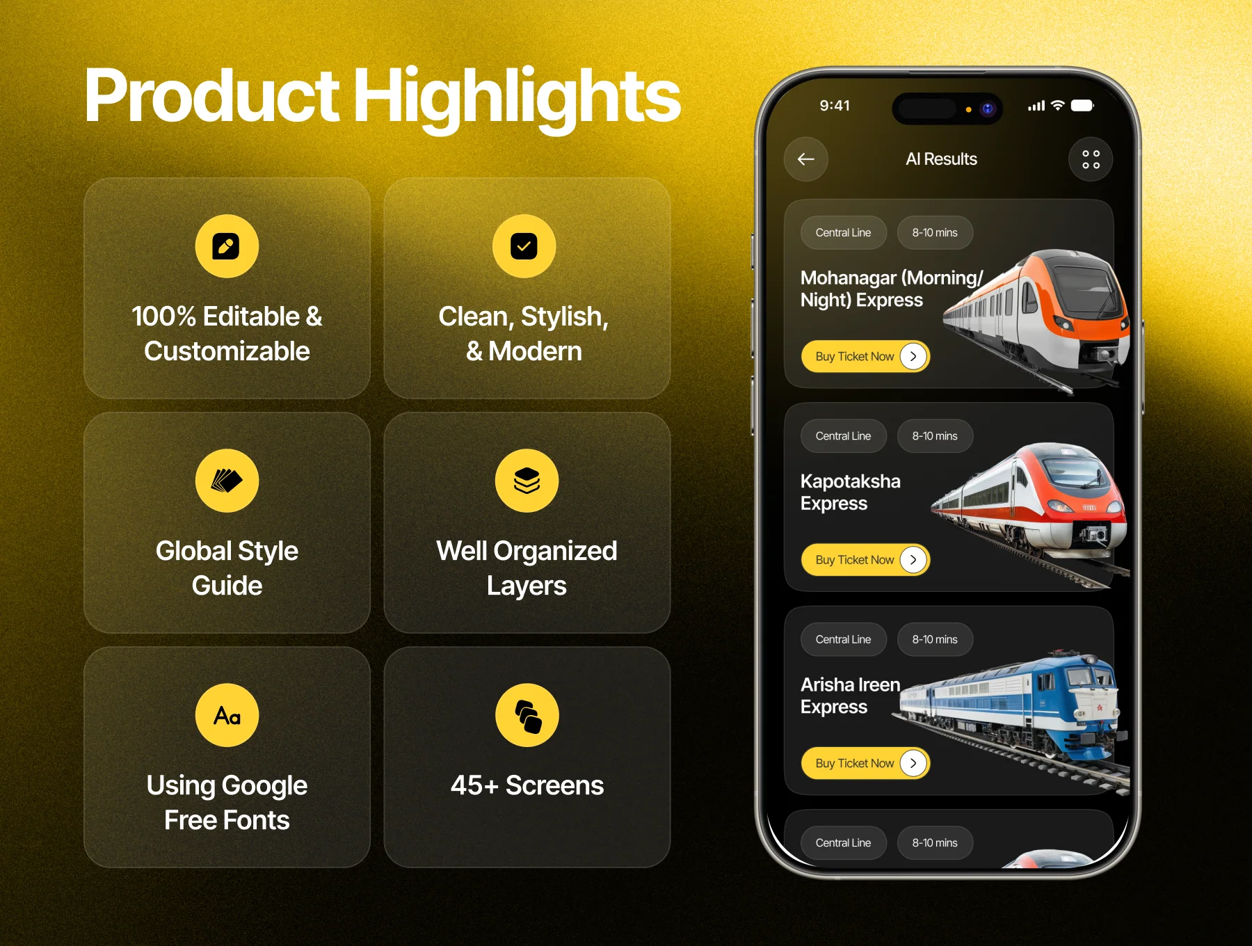 RailGo - AI Train Ticket Mobile App UI Kit V2 ( Dark ) 2