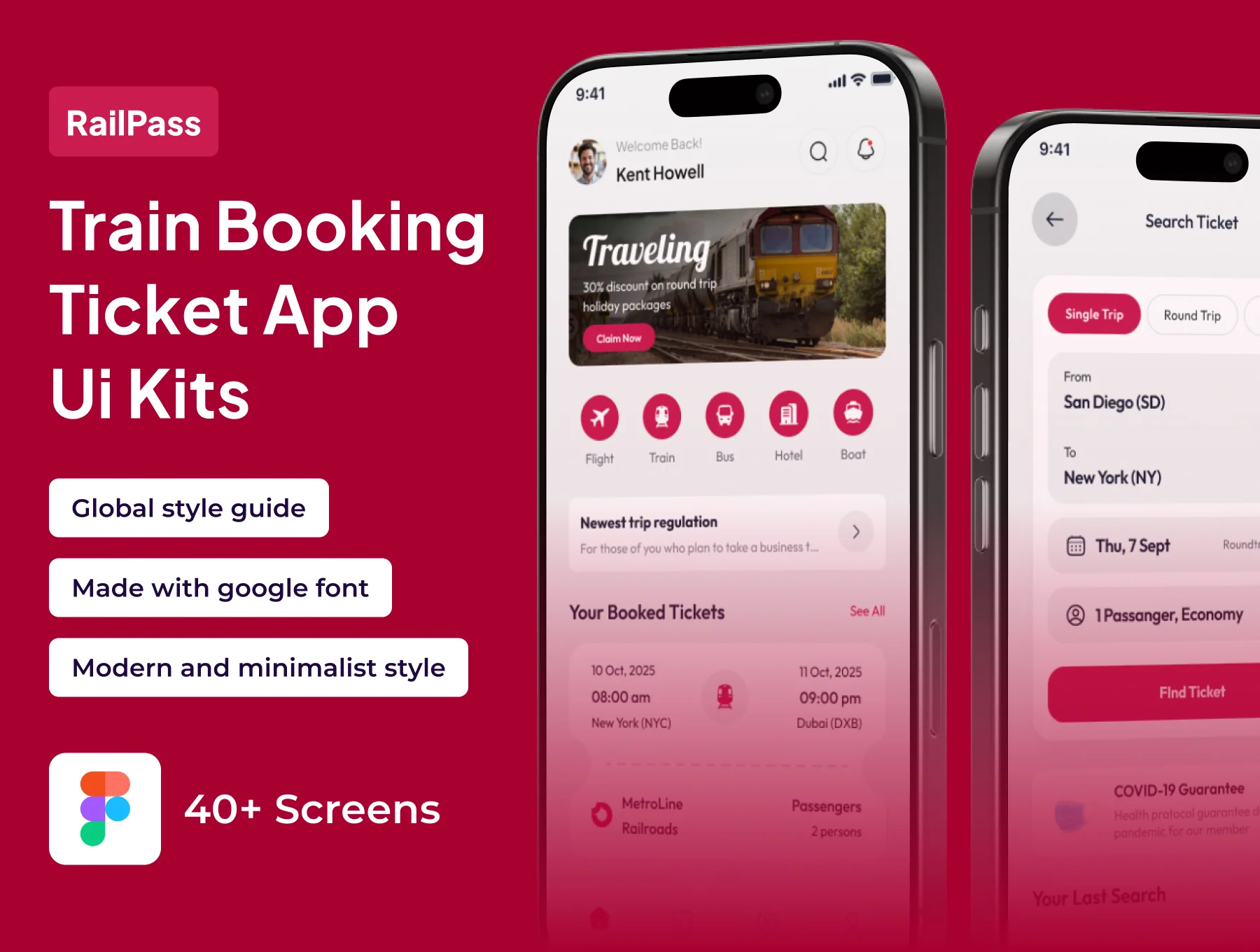RailPass - Train Booking Ticket Premium UI KIts App