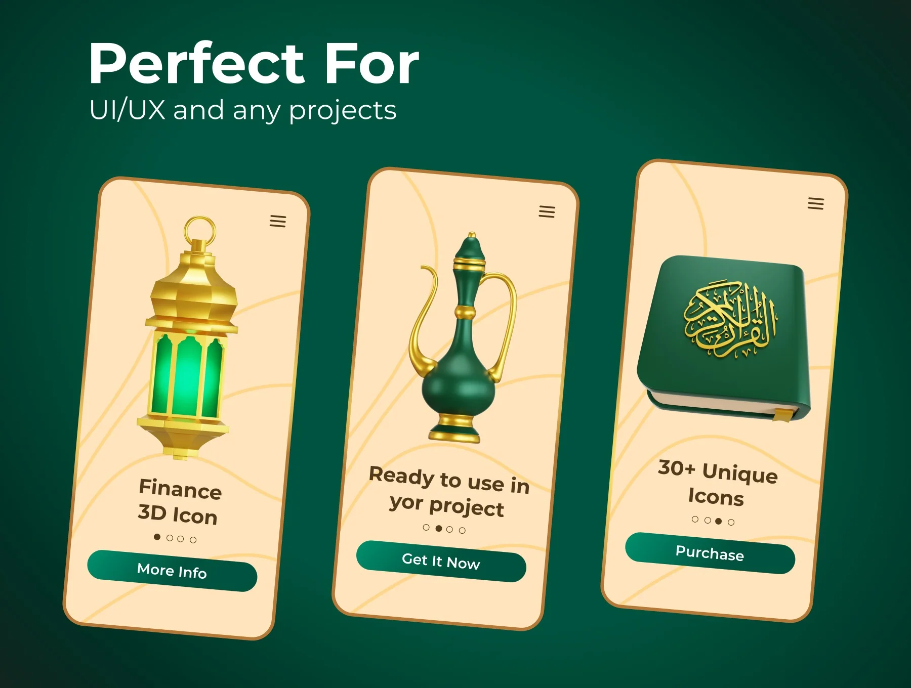 Ramadan and Eid Mubarak 3d Icon set 4