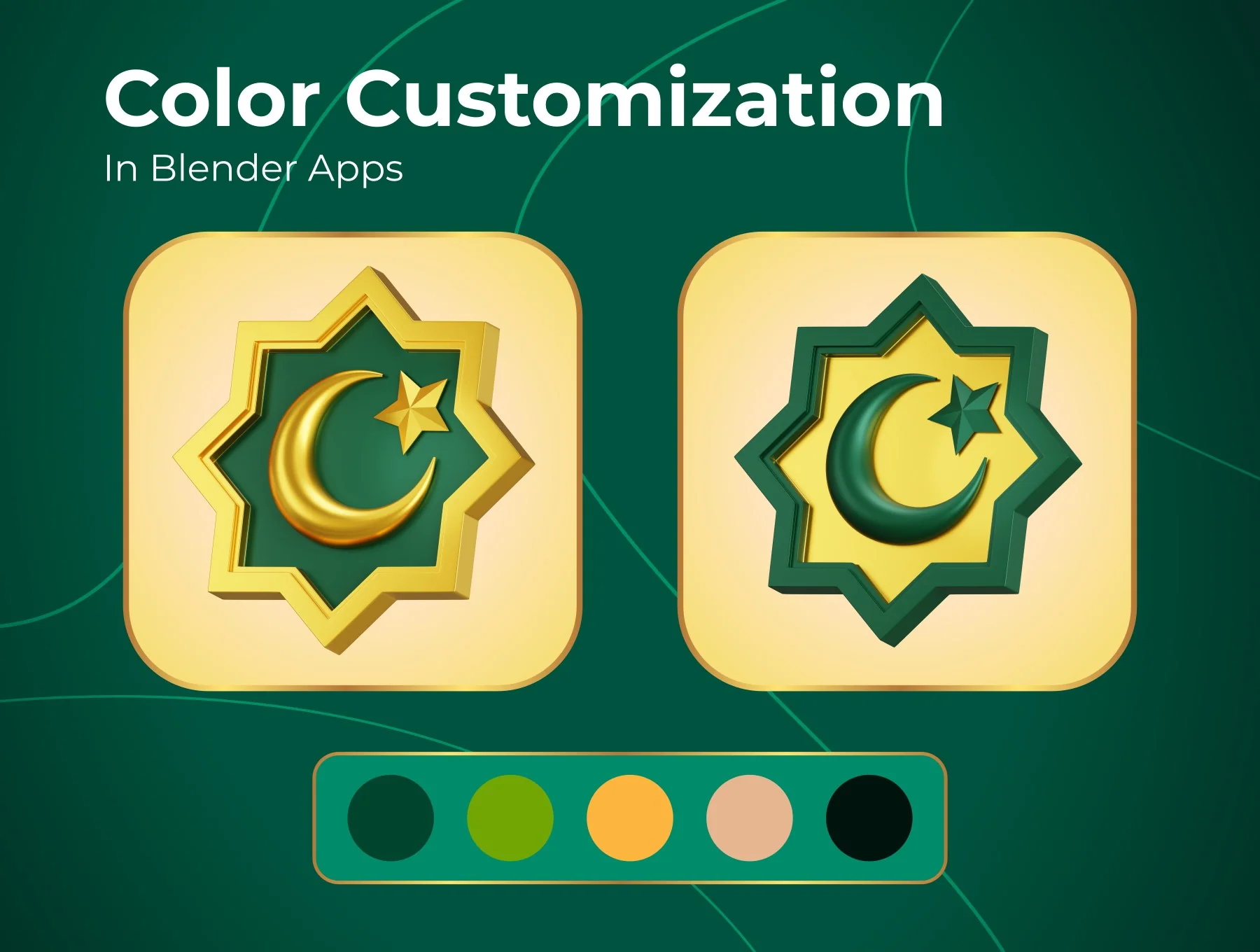 Ramadan and Eid Mubarak 3d Icon set 7