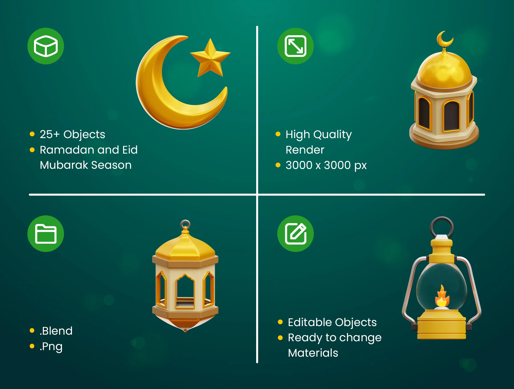Ramadan and Eid Mubarak 3D Icons 2