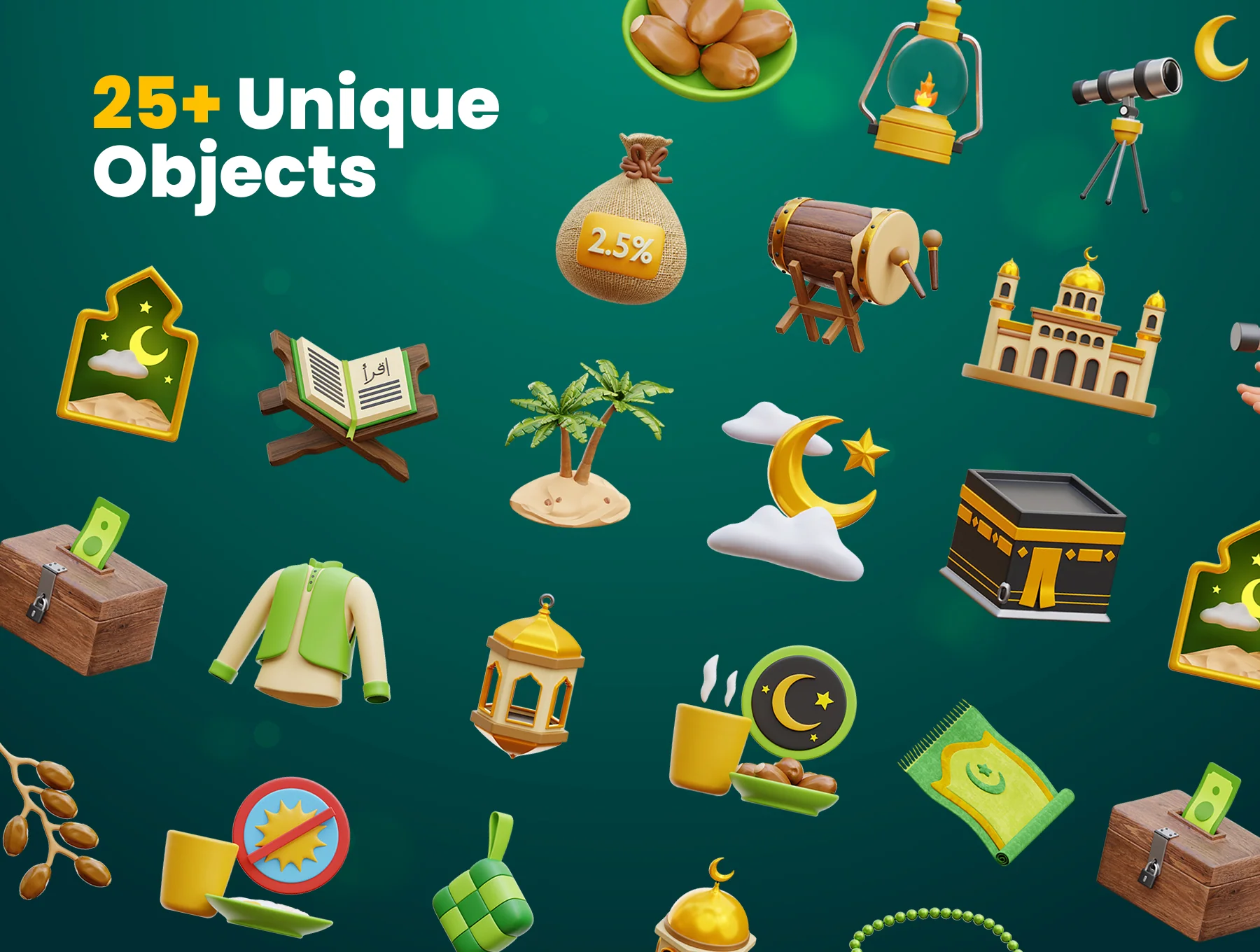Ramadan and Eid Mubarak 3D Icons 5