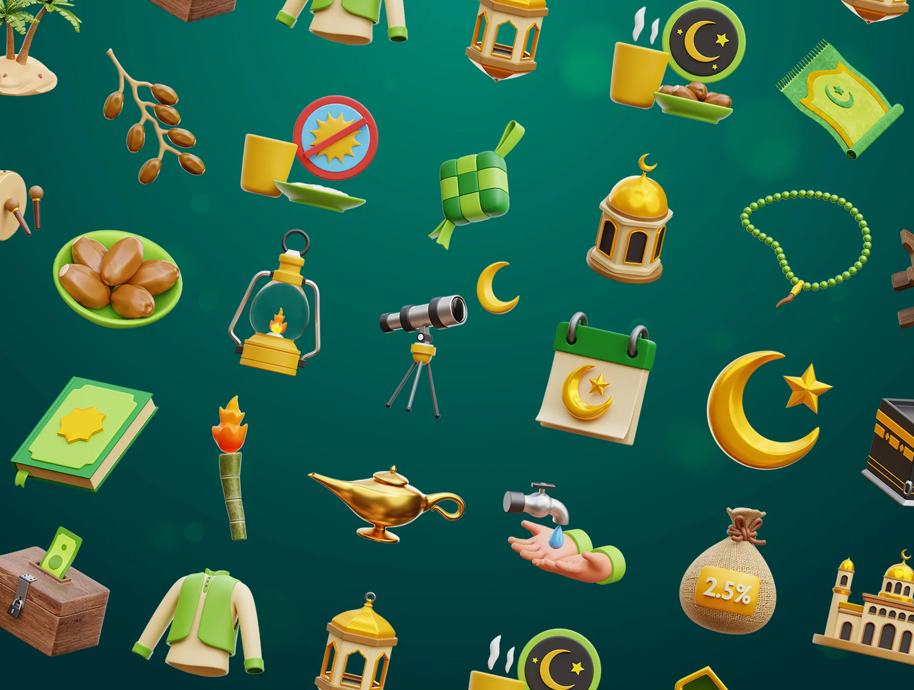 Ramadan and Eid Mubarak 3D Icons 6