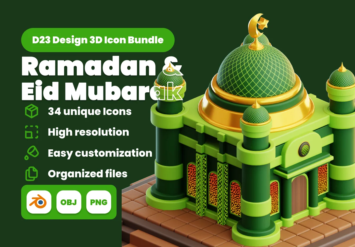 Ramadan & Eid Mubarak 3D Illustration Pack