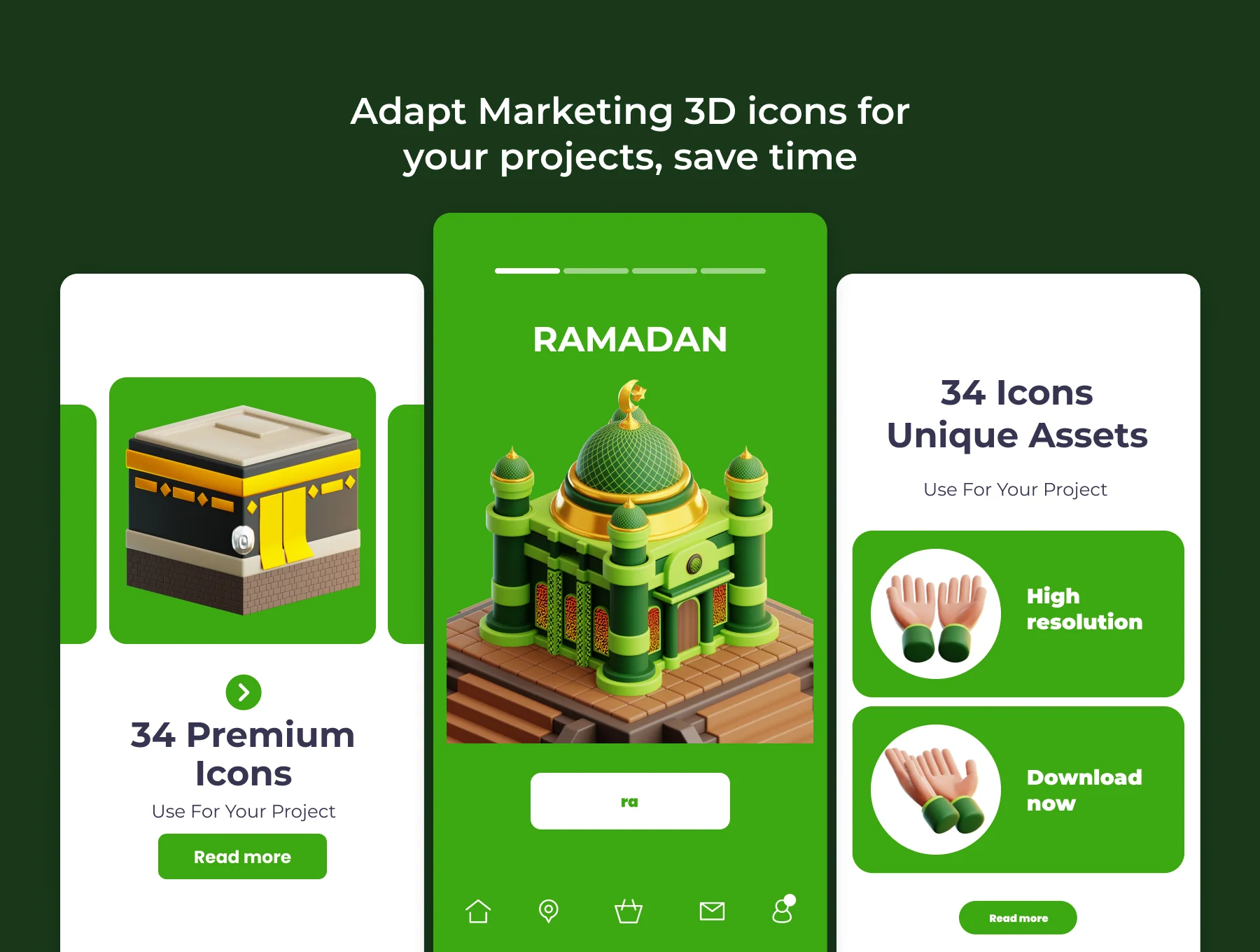 Ramadan & Eid Mubarak 3D Illustration Pack 3