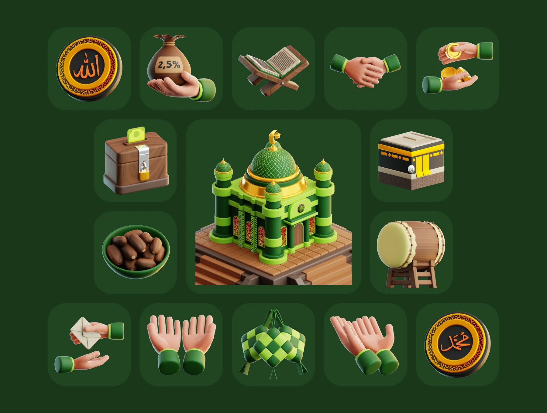 Ramadan & Eid Mubarak 3D Illustration Pack 6
