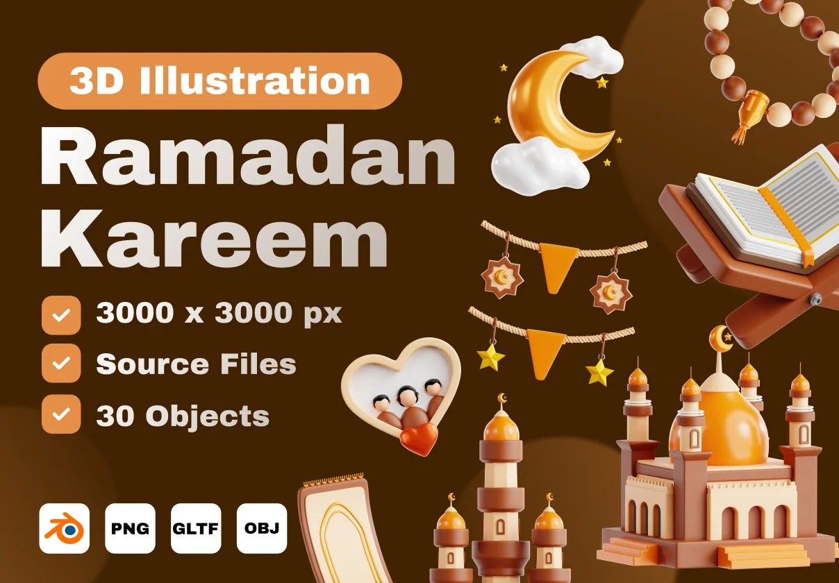 Ramadan Kareem 3D Icon Set