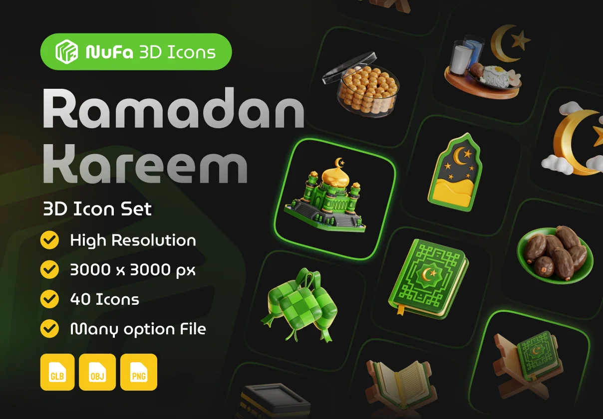 Ramadan Kareem 3d Icon Set