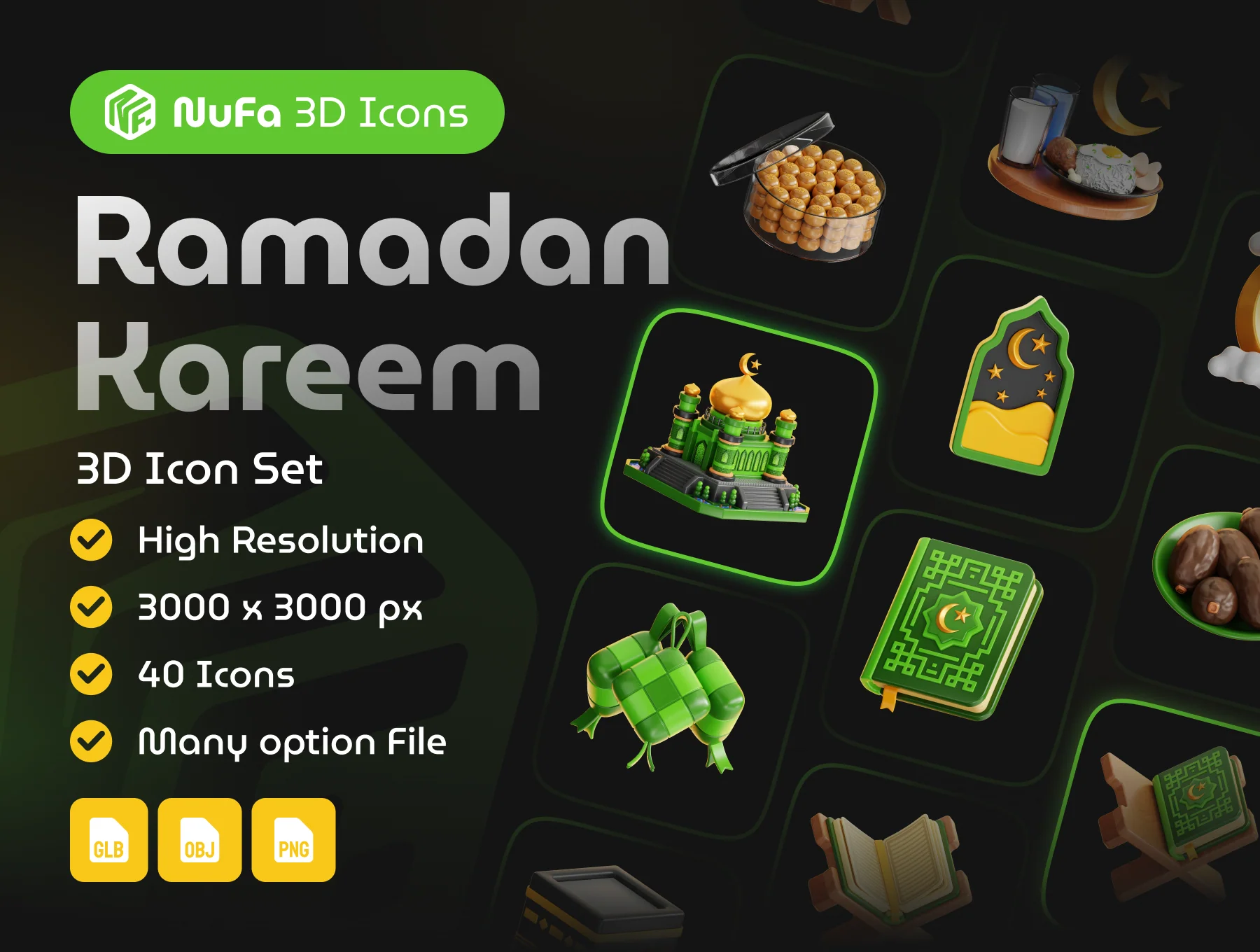 Ramadan Kareem 3d Icon Set