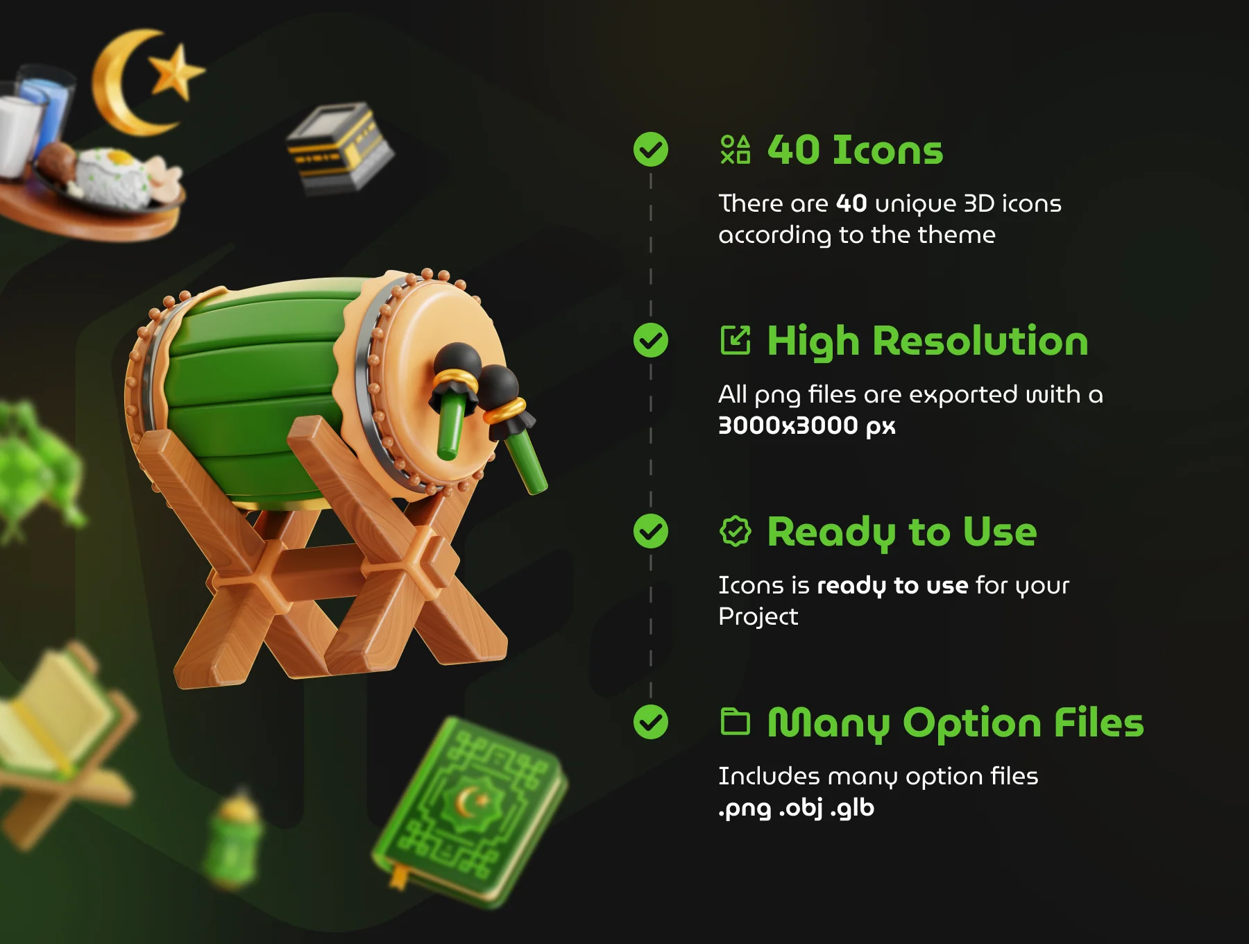 Ramadan Kareem 3d Icon Set 3
