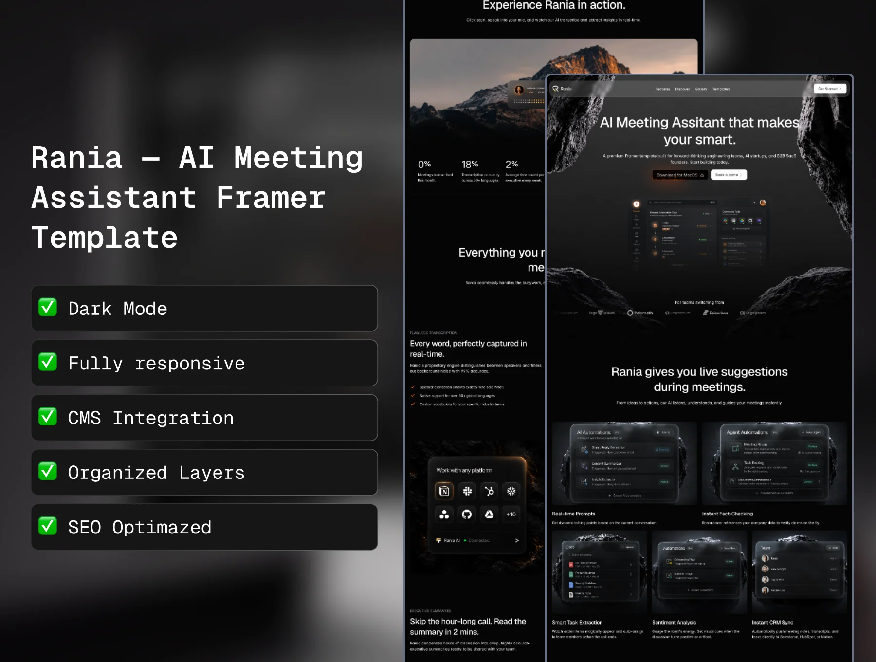 Rania — AI Meeting Assistant Framer Template 2