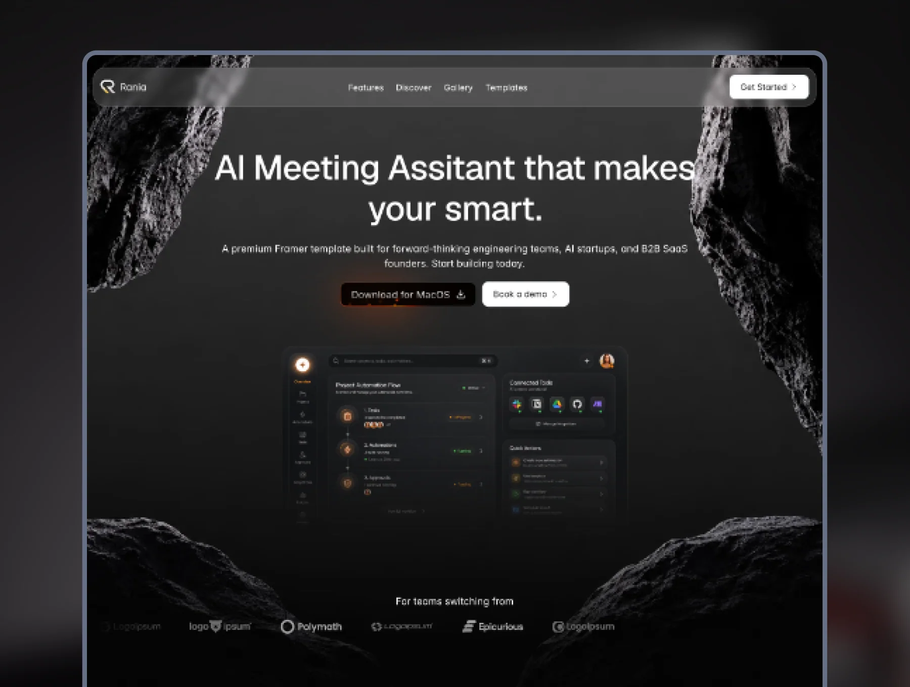 Rania — AI Meeting Assistant Framer Template 3