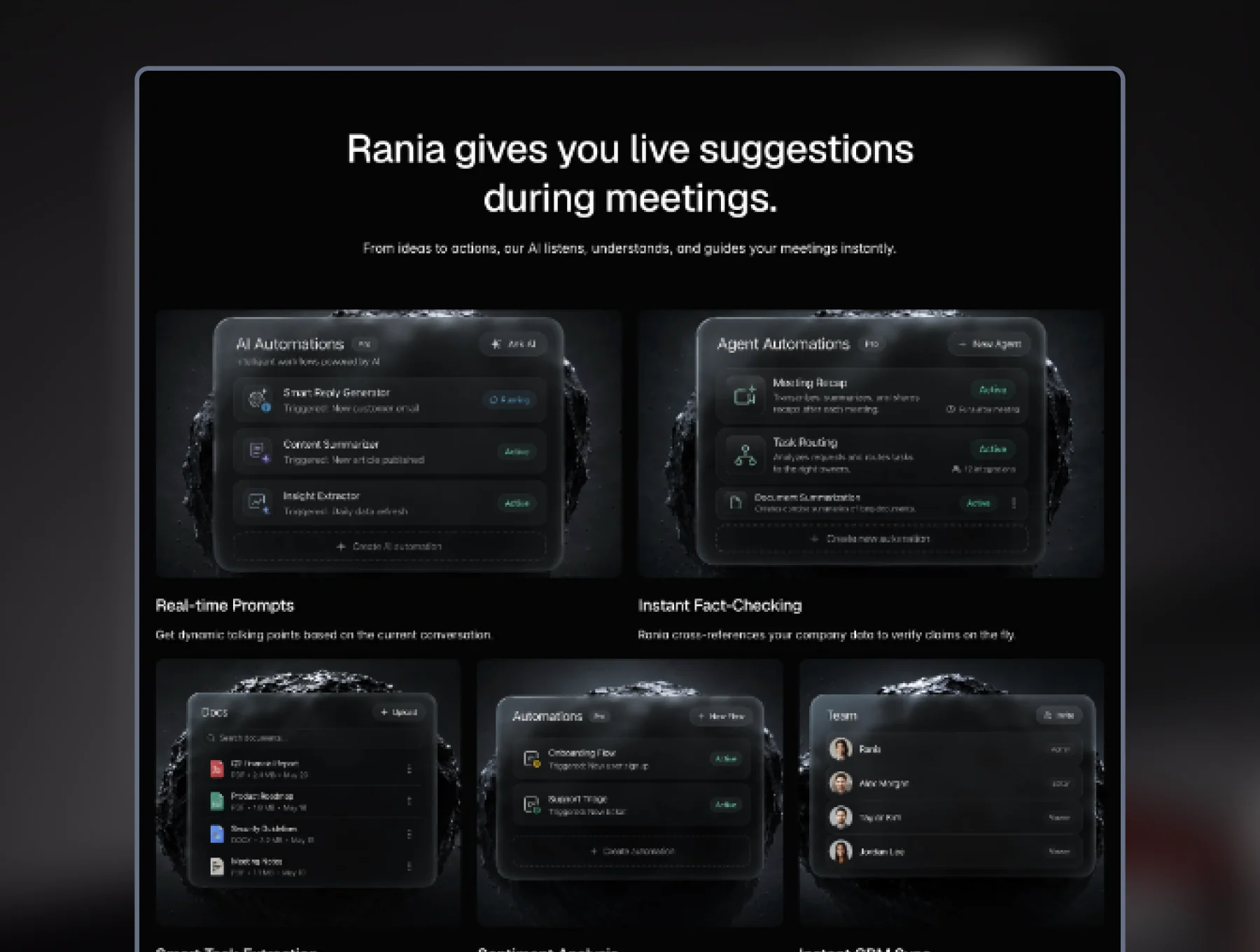 Rania — AI Meeting Assistant Framer Template 4