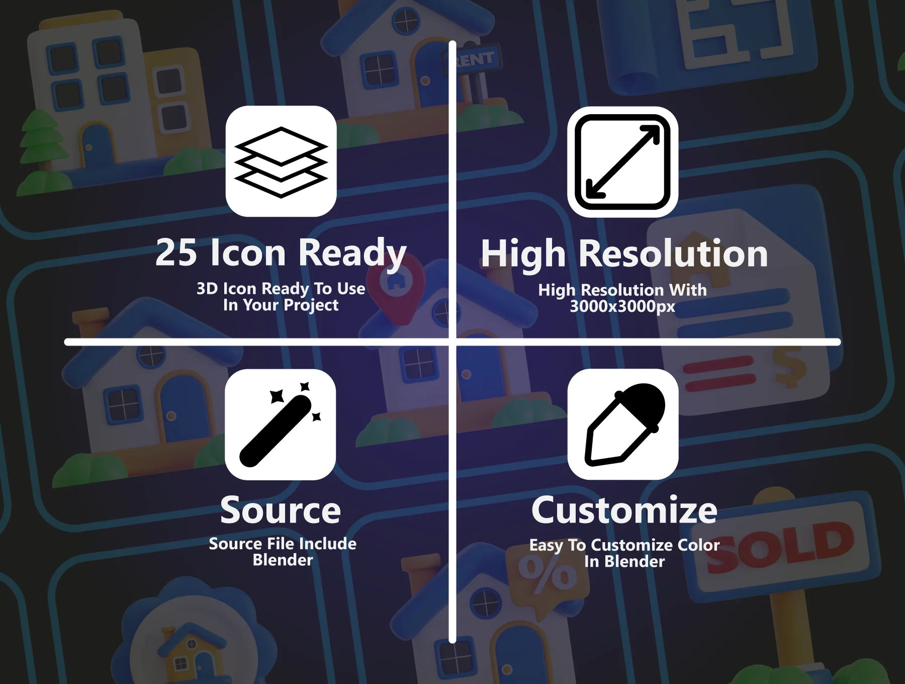 Real Estate 3D Icon Pack 3