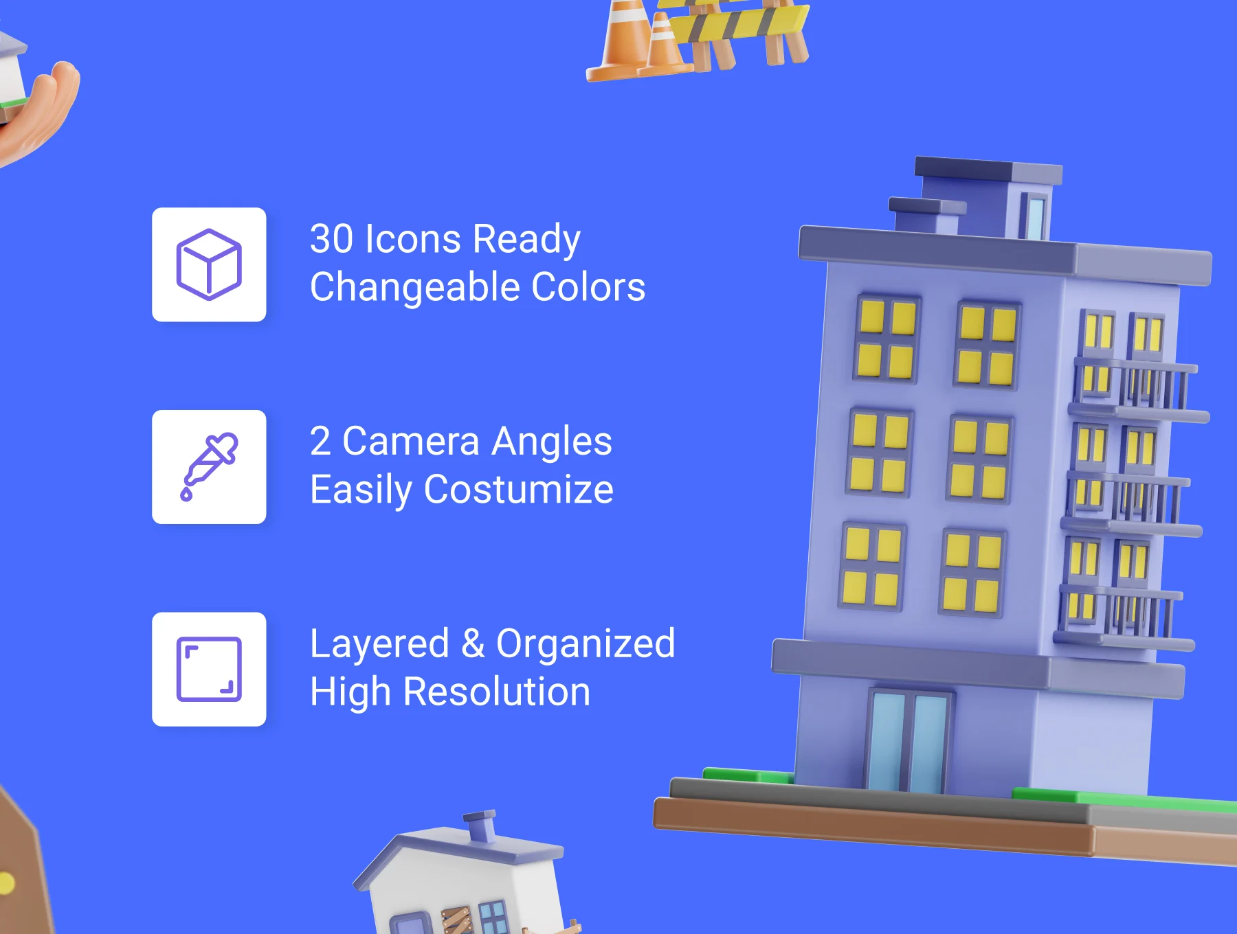 Real Estate 3D Icons Set 2