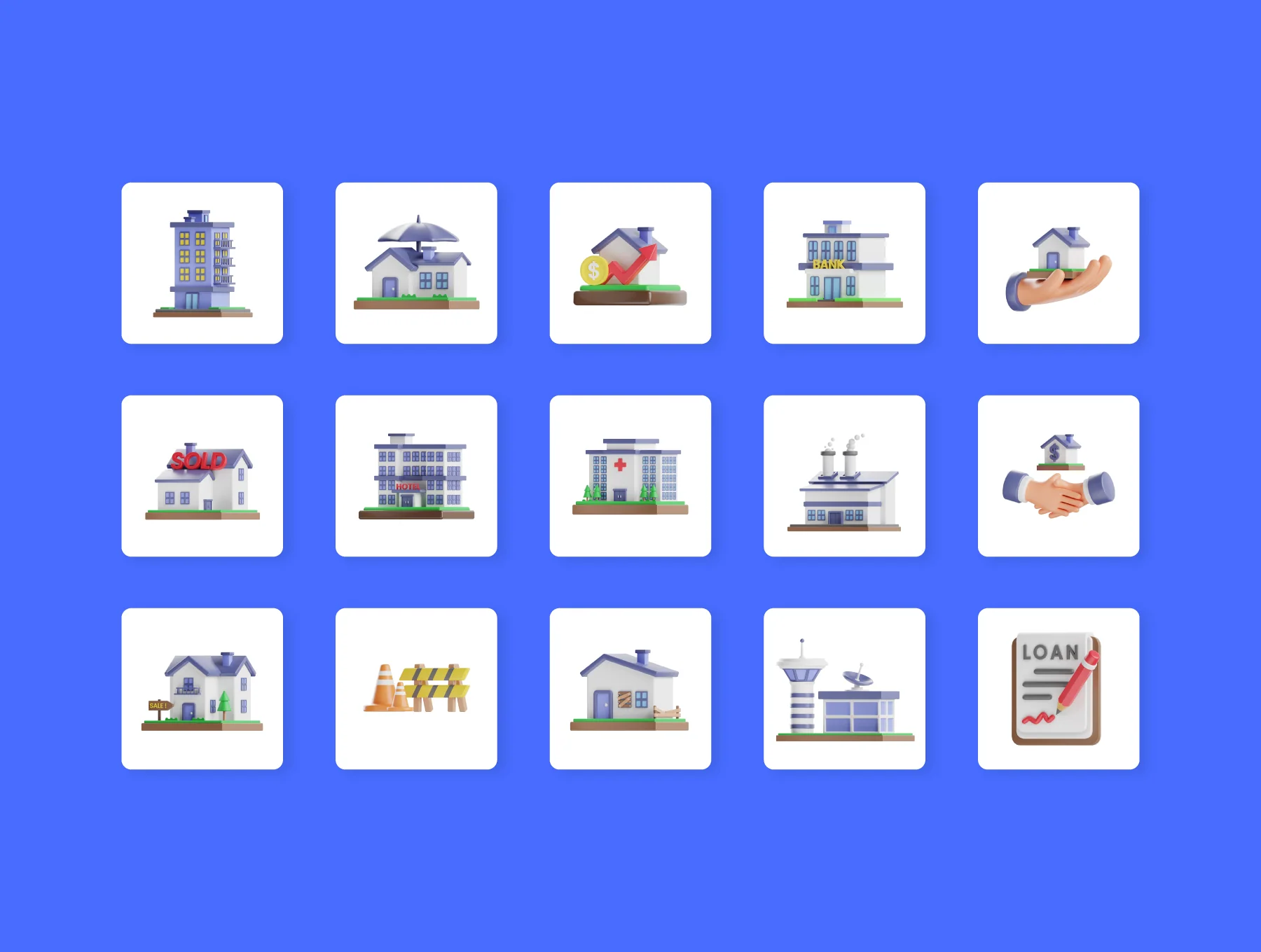 Real Estate 3D Icons Set 7
