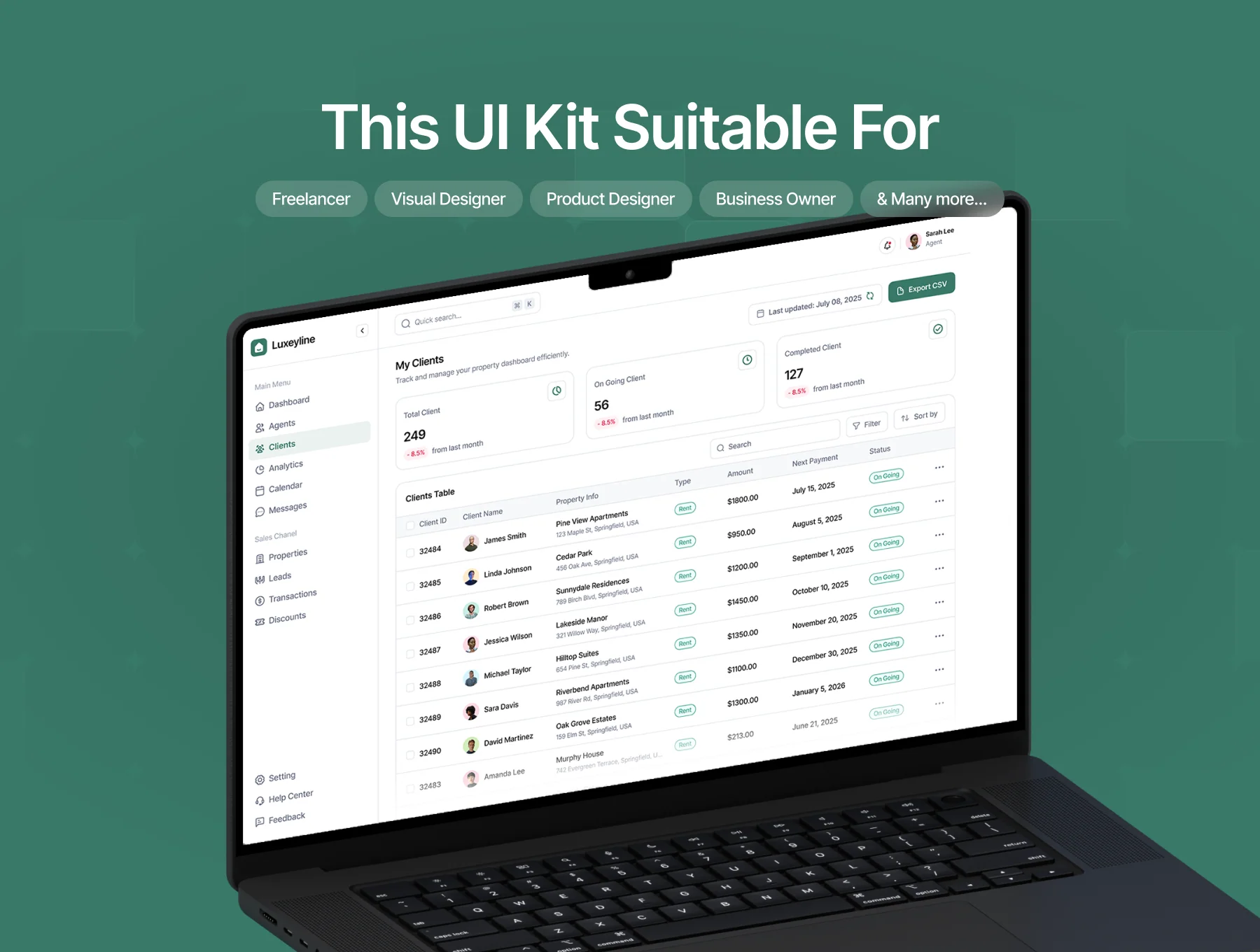 Luxeyline - Property Rental Management Dashboard UI Kit 7