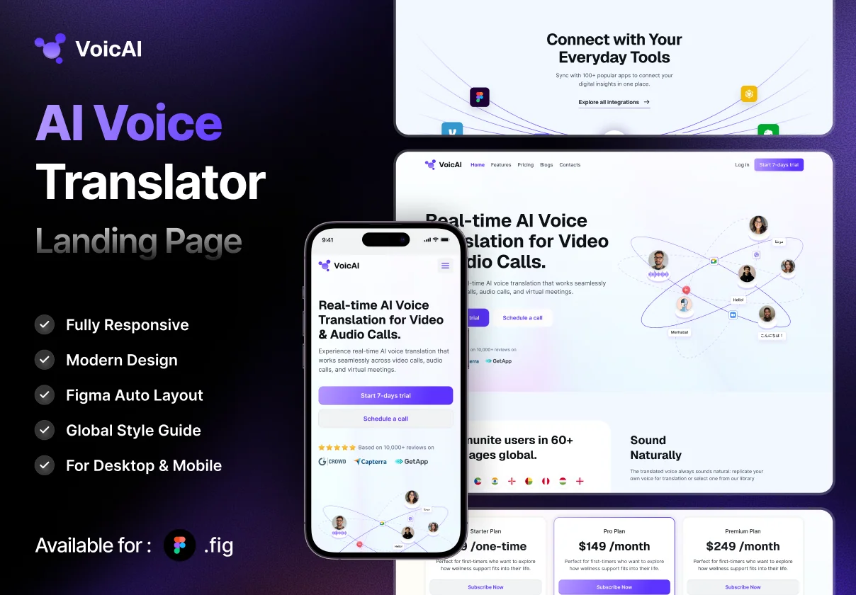 Real Time AI Translator Landing Page - VoicAI