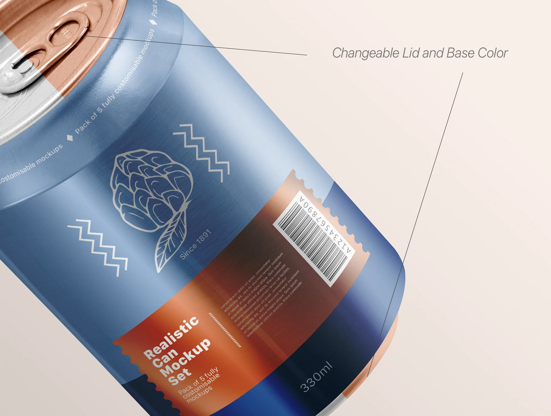 Realistic Can Mockup Set 4